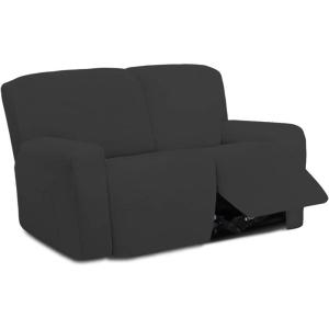Easy-Going 8 Pieces Microfiber Stretch Sectional Recliner Sofa Slipcover Soft Fitted Fleece 3 Seats Couch Cover Washable Furniture Protector with Elasticity for Kids Pet(Recliner Sofa, Chocolate)(Dark Gray)