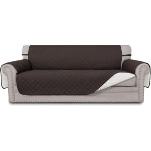 Easy-Going Reversible Oversized Couch Cover for 3 Cushion Couch Sofa Cover for Dogs Water Resistant Furniture Protector Cover with Foam Sticks for Pet (Oversized Sofa, Gray/Light Gray)(Chocolate/Ivory)