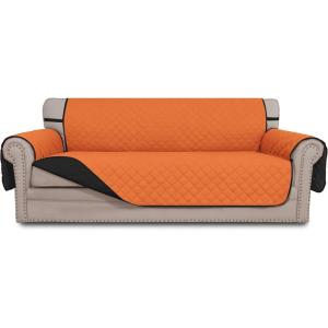 Easy-Going Reversible Oversized Couch Cover for 3 Cushion Couch Sofa Cover for Dogs Water Resistant Furniture Protector Cover with Foam Sticks for Pet (Oversized Sofa, Gray/Light Gray)(Orange/Black)