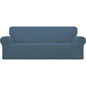 Easy-Going Stretch Sofa Slipcover 1-Piece Sofa Cover Furniture Protector Couch Soft with Elastic Bottom for Kids, Polyester Spandex Jacquard Fabric Small Checks (Sofa, Dark Gray)(Bluestone)