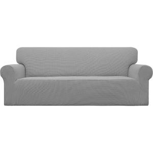 Easy-Going Stretch Sofa Slipcover 1-Piece Sofa Cover Furniture Protector Couch Soft with Elastic Bottom for Kids, Polyester Spandex Jacquard Fabric Small Checks (Sofa, Dark Gray)(Light Gray)
