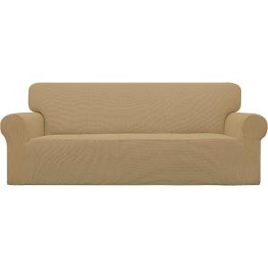 Easy-Going Stretch Sofa Slipcover 1-Piece Sofa Cover Furniture Protector Couch Soft with Elastic Bottom for Kids, Polyester Spandex Jacquard Fabric Small Checks (Sofa, Dark Gray)(Golden)