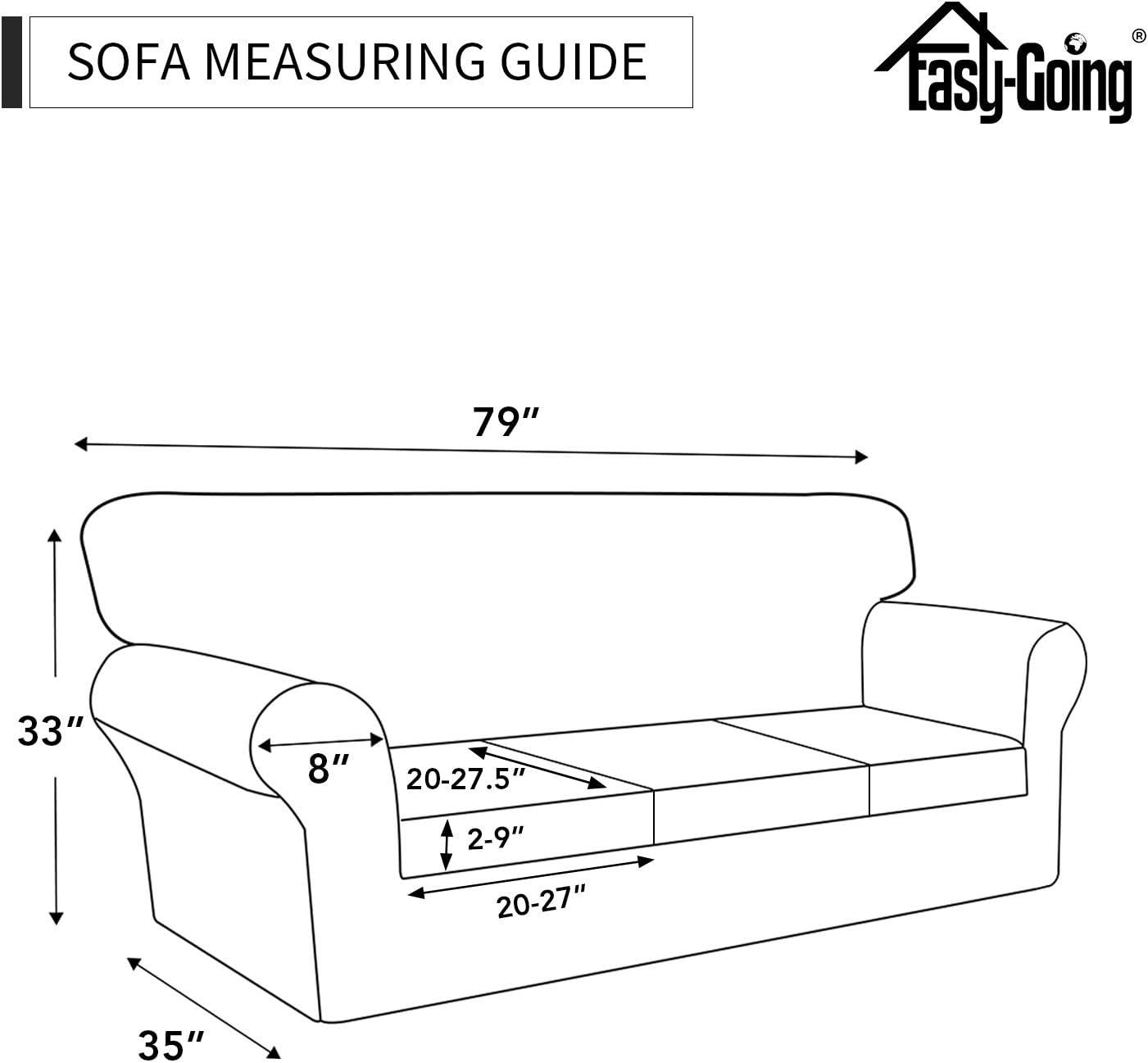 image:imageEasyGoing 100 Dual Waterproof 2 Pieces Chair Cover Stretch Soft Couch Cover for Dogs Sofa Slipcover for 1 Separate Cushion Couch Leakproof Furniture Protector for Kids Pets Dark GrayNavy