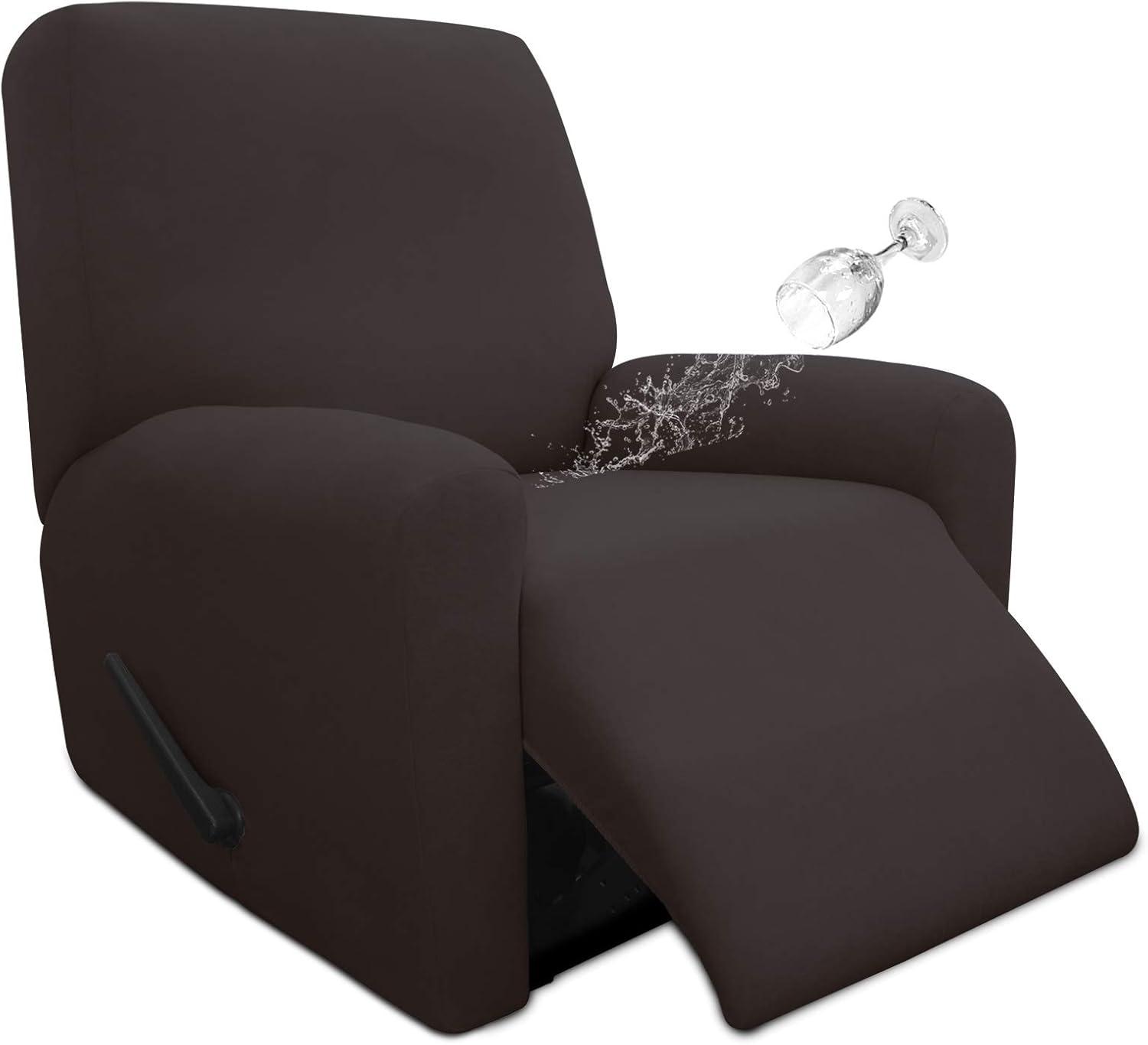 image:imageEasyGoing 100 Dual Waterproof 2 Pieces Chair Cover Stretch Soft Couch Cover for Dogs Sofa Slipcover for 1 Separate Cushion Couch Leakproof Furniture Protector for Kids Pets Dark GrayChocolate