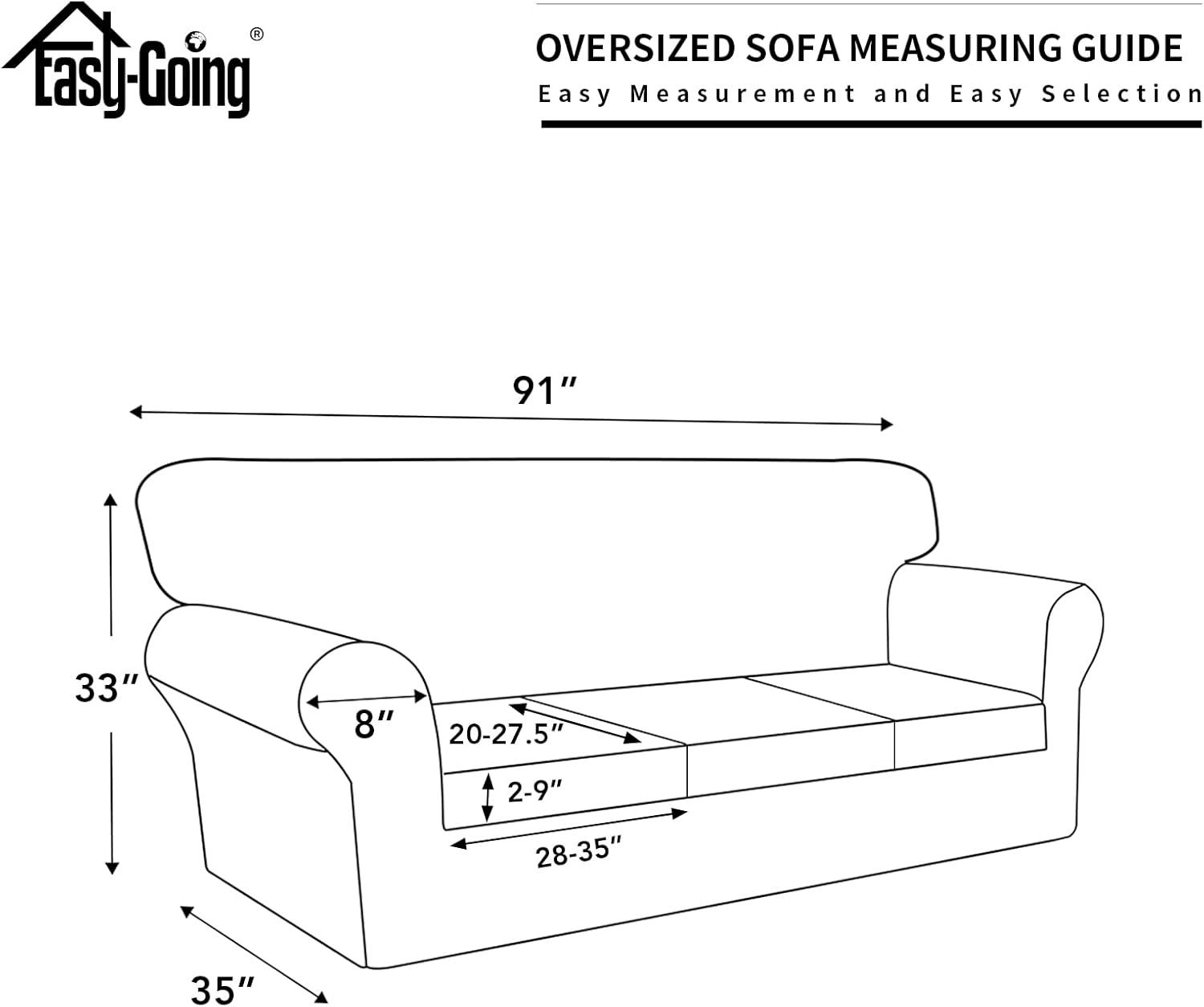 image:imageEasyGoing 100 Dual Waterproof 2 Pieces Chair Cover Stretch Soft Couch Cover for Dogs Sofa Slipcover for 1 Separate Cushion Couch Leakproof Furniture Protector for Kids Pets Dark GrayIvory