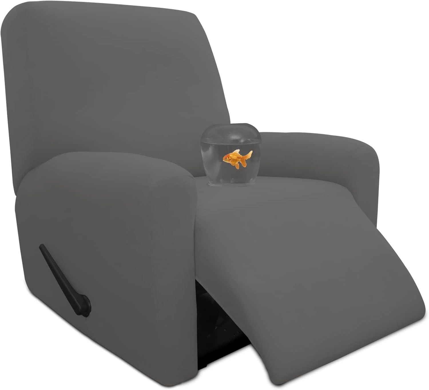 image:imageEasyGoing 100 Dual Waterproof 2 Pieces Chair Cover Stretch Soft Couch Cover for Dogs Sofa Slipcover for 1 Separate Cushion Couch Leakproof Furniture Protector for Kids Pets Dark GrayGrey