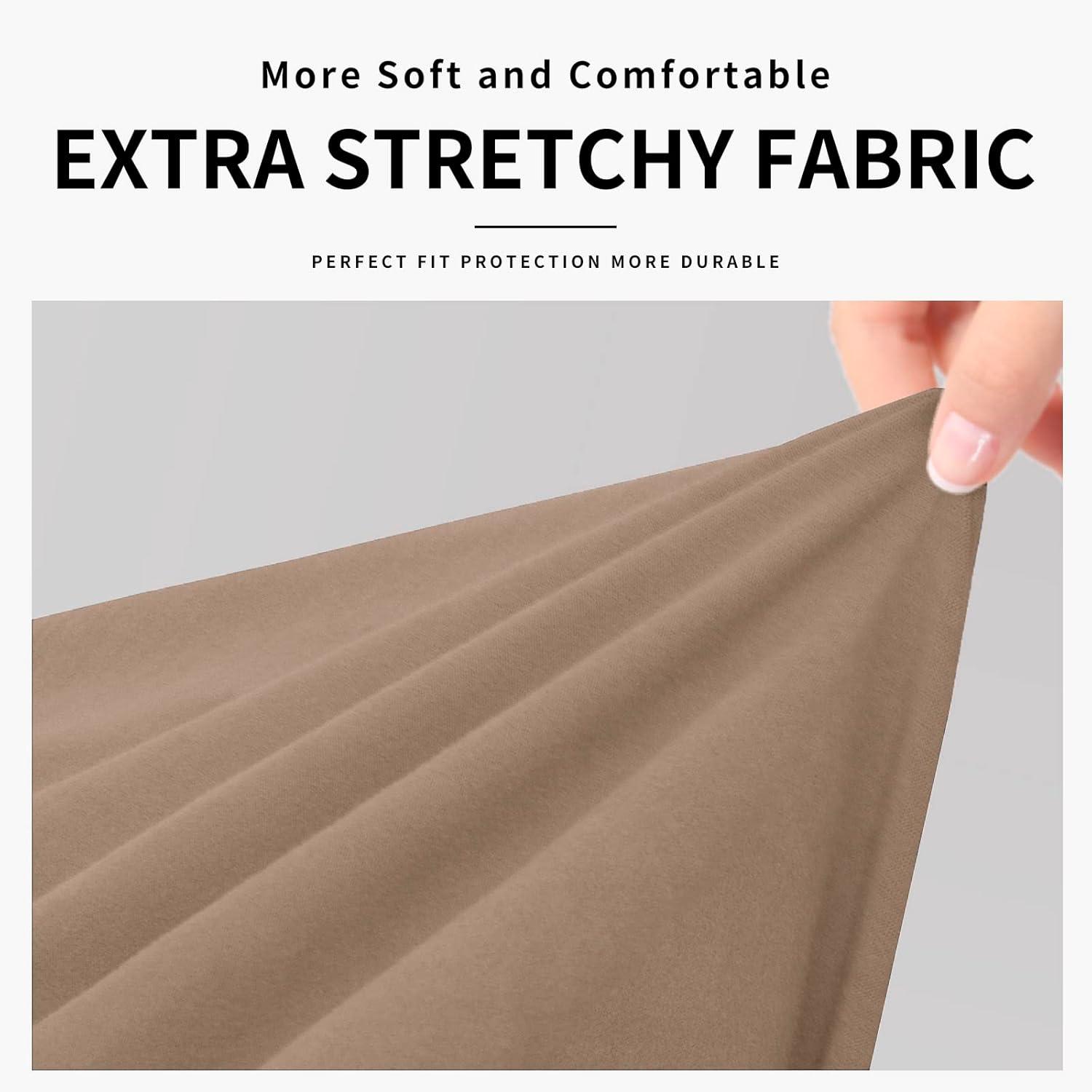 image:imageEasyGoing 100 Dual Waterproof 2 Pieces Chair Cover Stretch Soft Couch Cover for Dogs Sofa Slipcover for 1 Separate Cushion Couch Leakproof Furniture Protector for Kids Pets Dark GrayCamel