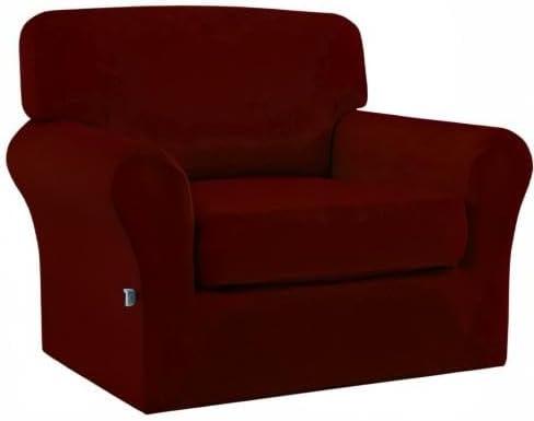 image:imageEasyGoing 100 Dual Waterproof 2 Pieces Chair Cover Stretch Soft Couch Cover for Dogs Sofa Slipcover for 1 Separate Cushion Couch Leakproof Furniture Protector for Kids Pets Dark GrayWine
