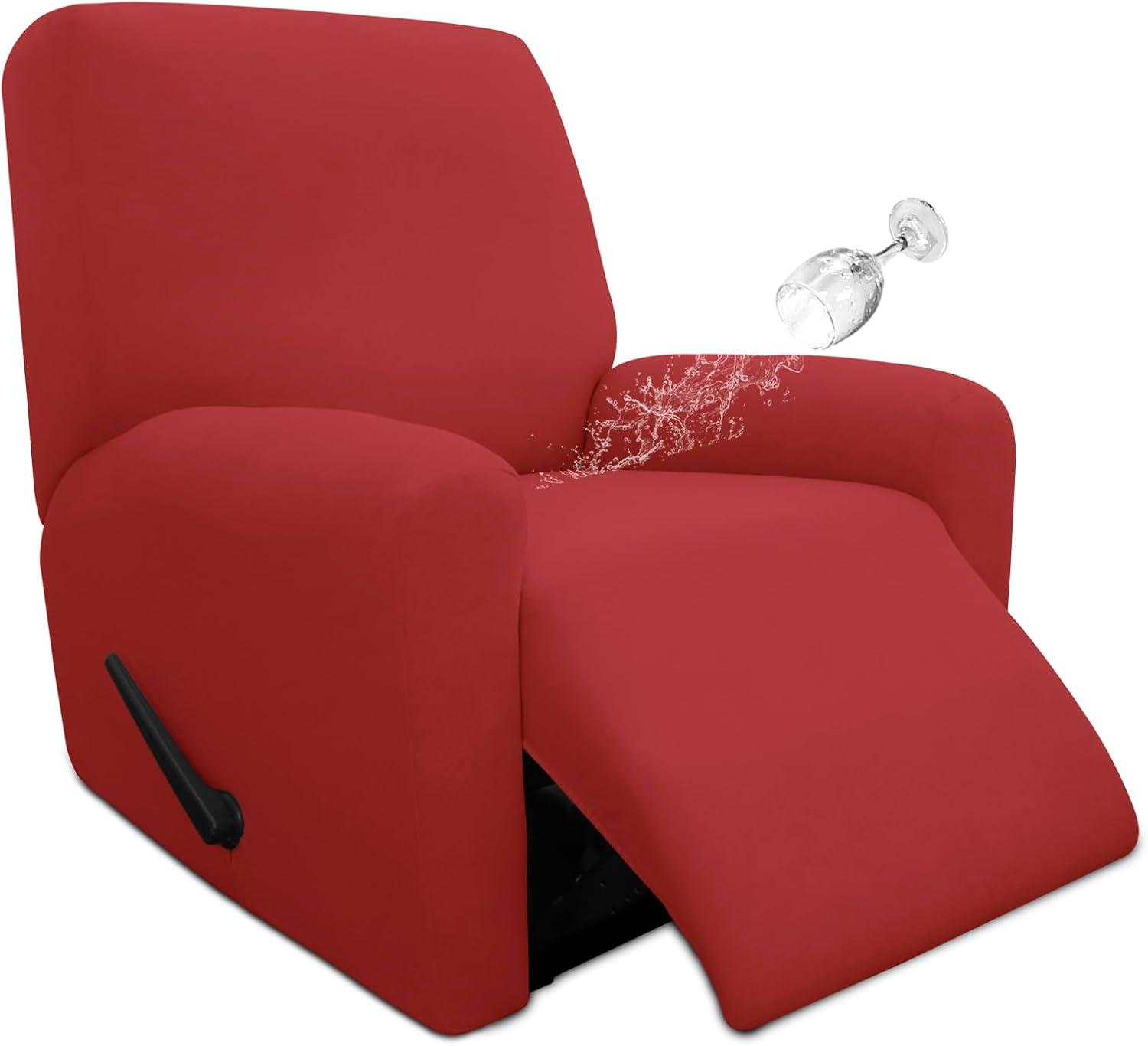 image:imageEasyGoing 100 Dual Waterproof 2 Pieces Chair Cover Stretch Soft Couch Cover for Dogs Sofa Slipcover for 1 Separate Cushion Couch Leakproof Furniture Protector for Kids Pets Dark GrayChristmas Red