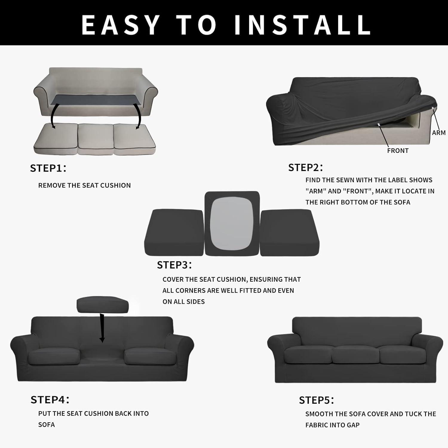 image:imageEasyGoing 100 Dual Waterproof 2 Pieces Chair Cover Stretch Soft Couch Cover for Dogs Sofa Slipcover for 1 Separate Cushion Couch Leakproof Furniture Protector for Kids Pets Dark GrayDark Gray