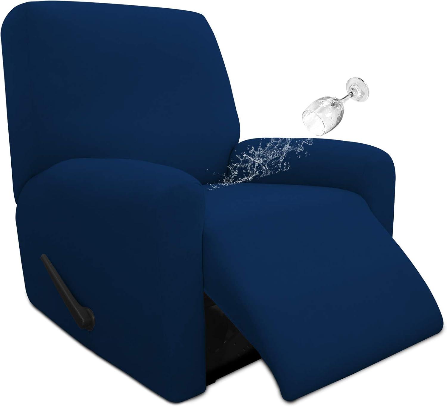 image:imageEasyGoing 100 Dual Waterproof 2 Pieces Chair Cover Stretch Soft Couch Cover for Dogs Sofa Slipcover for 1 Separate Cushion Couch Leakproof Furniture Protector for Kids Pets Dark GrayNavy