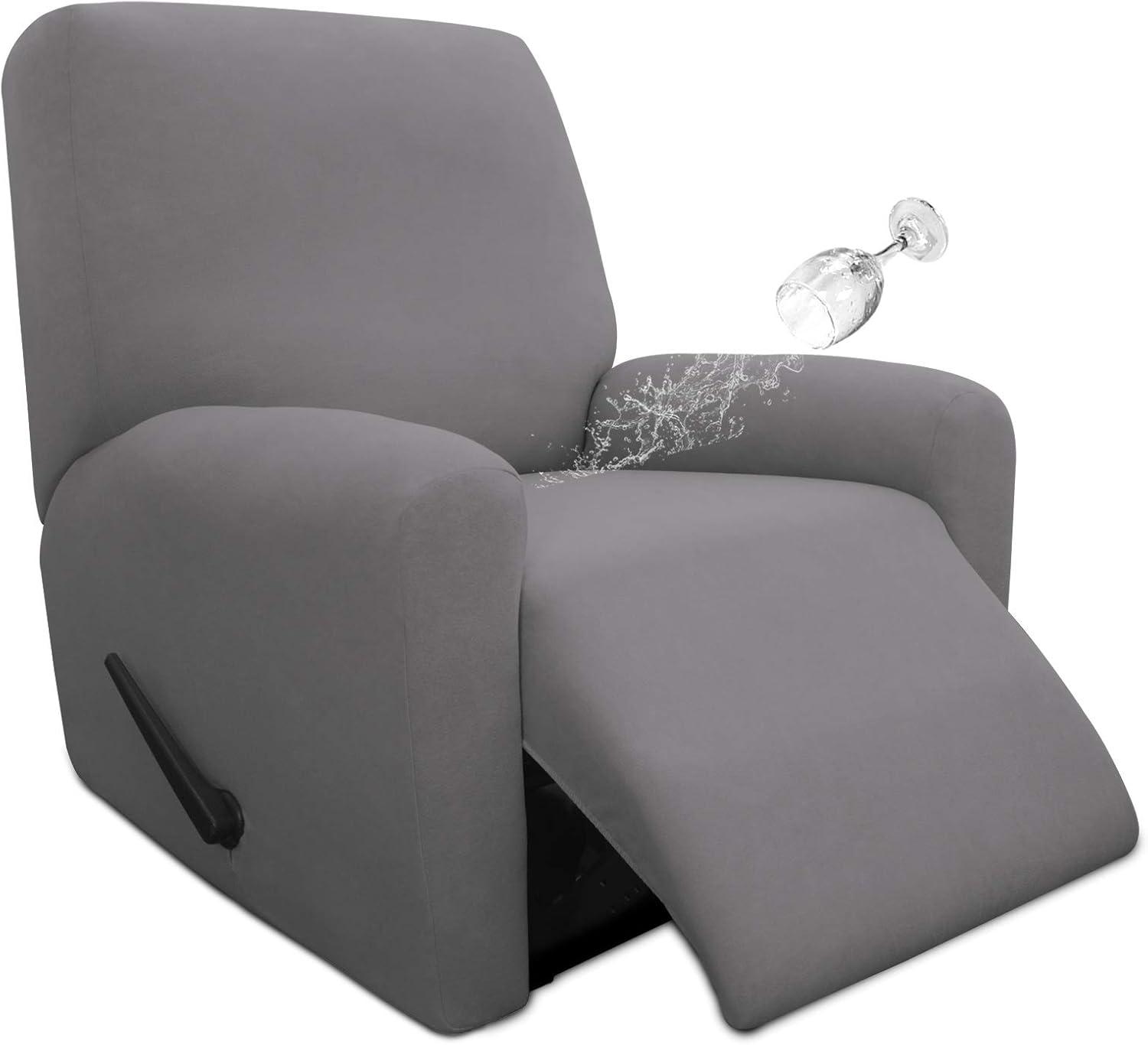 image:imageEasyGoing 100 Dual Waterproof 2 Pieces Chair Cover Stretch Soft Couch Cover for Dogs Sofa Slipcover for 1 Separate Cushion Couch Leakproof Furniture Protector for Kids Pets Dark GrayLight Gray