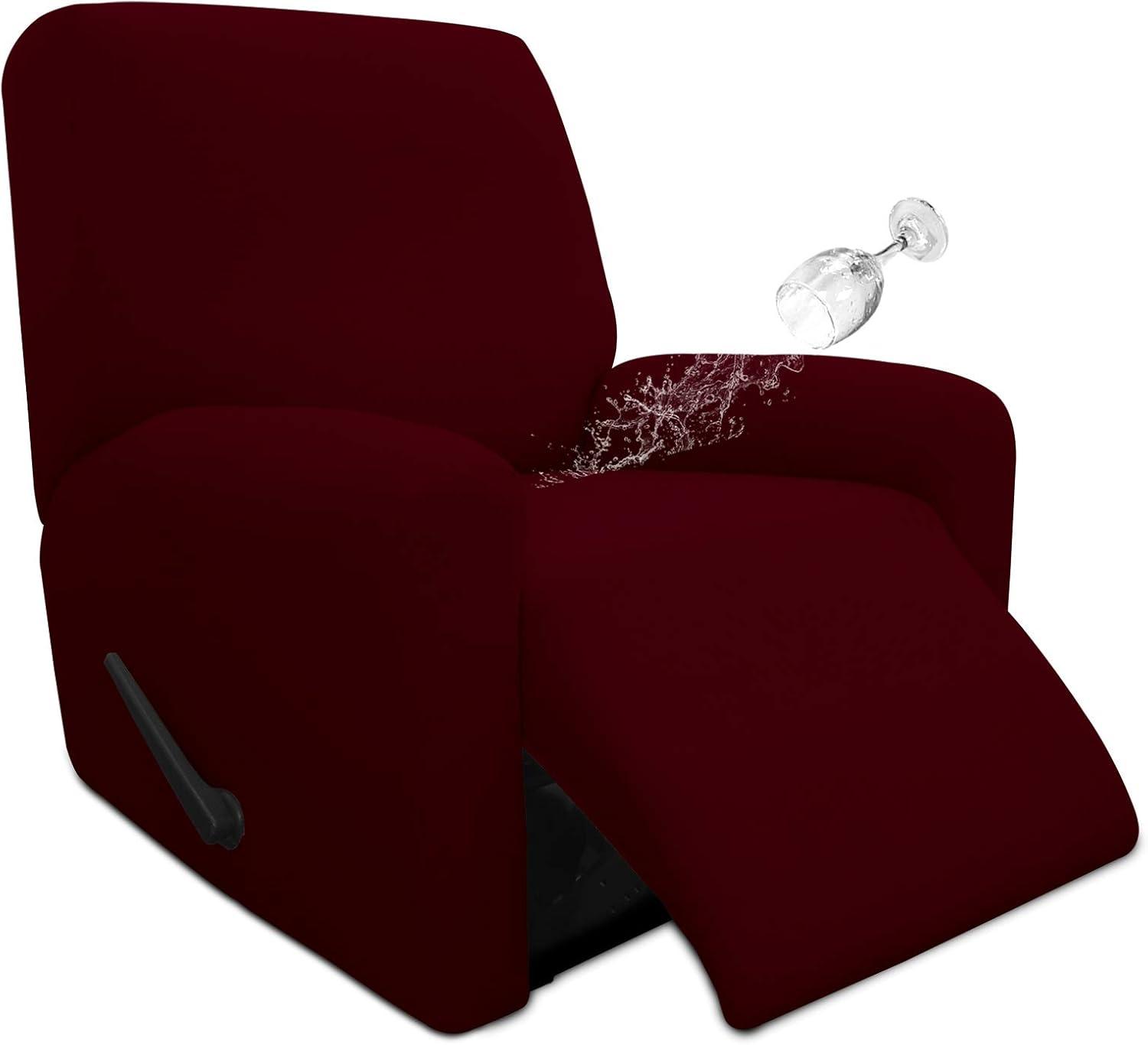 image:imageEasyGoing 100 Dual Waterproof 2 Pieces Chair Cover Stretch Soft Couch Cover for Dogs Sofa Slipcover for 1 Separate Cushion Couch Leakproof Furniture Protector for Kids Pets Dark GrayWine