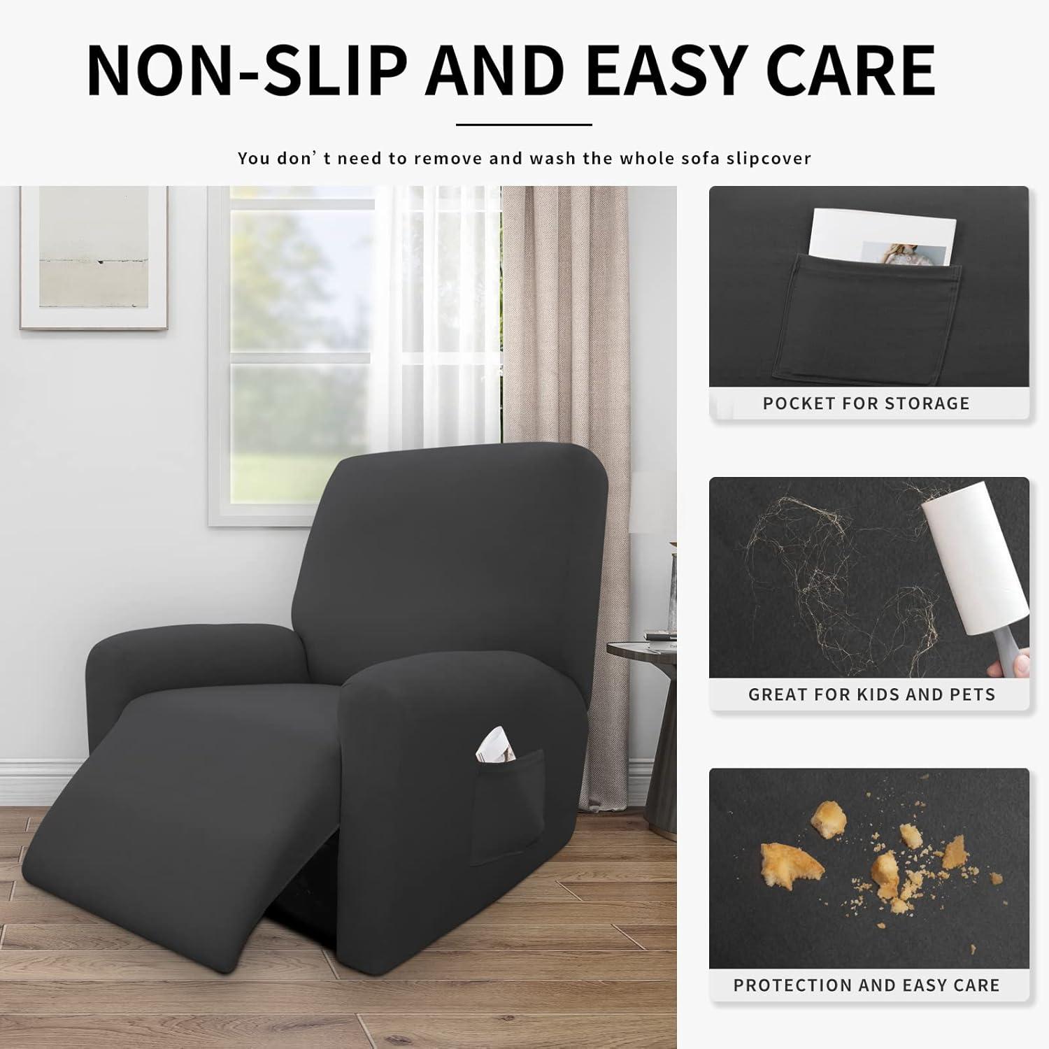 image:imageEasyGoing 100 Dual Waterproof 2 Pieces Chair Cover Stretch Soft Couch Cover for Dogs Sofa Slipcover for 1 Separate Cushion Couch Leakproof Furniture Protector for Kids Pets Dark GrayDark Gray