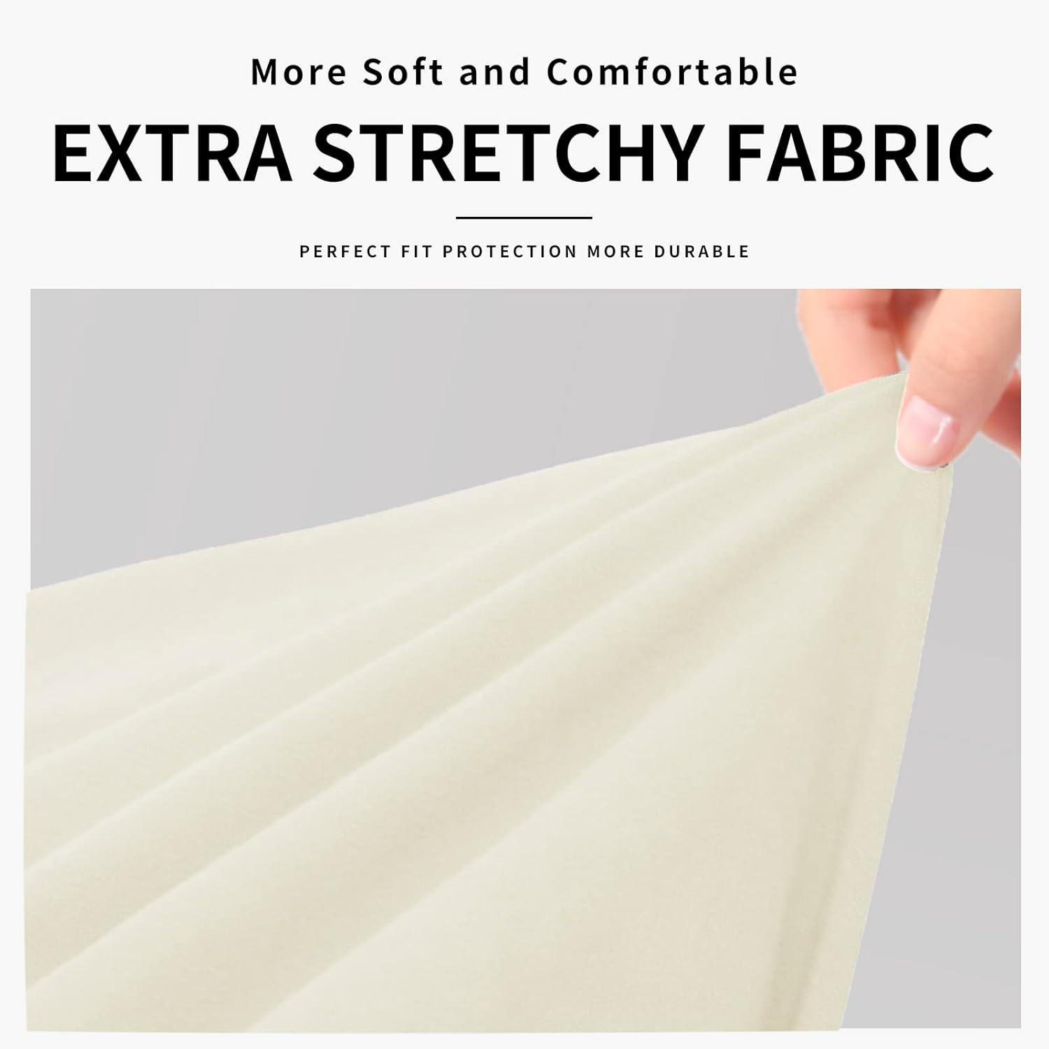image:imageEasyGoing 100 Dual Waterproof 2 Pieces Chair Cover Stretch Soft Couch Cover for Dogs Sofa Slipcover for 1 Separate Cushion Couch Leakproof Furniture Protector for Kids Pets Dark GrayIvory
