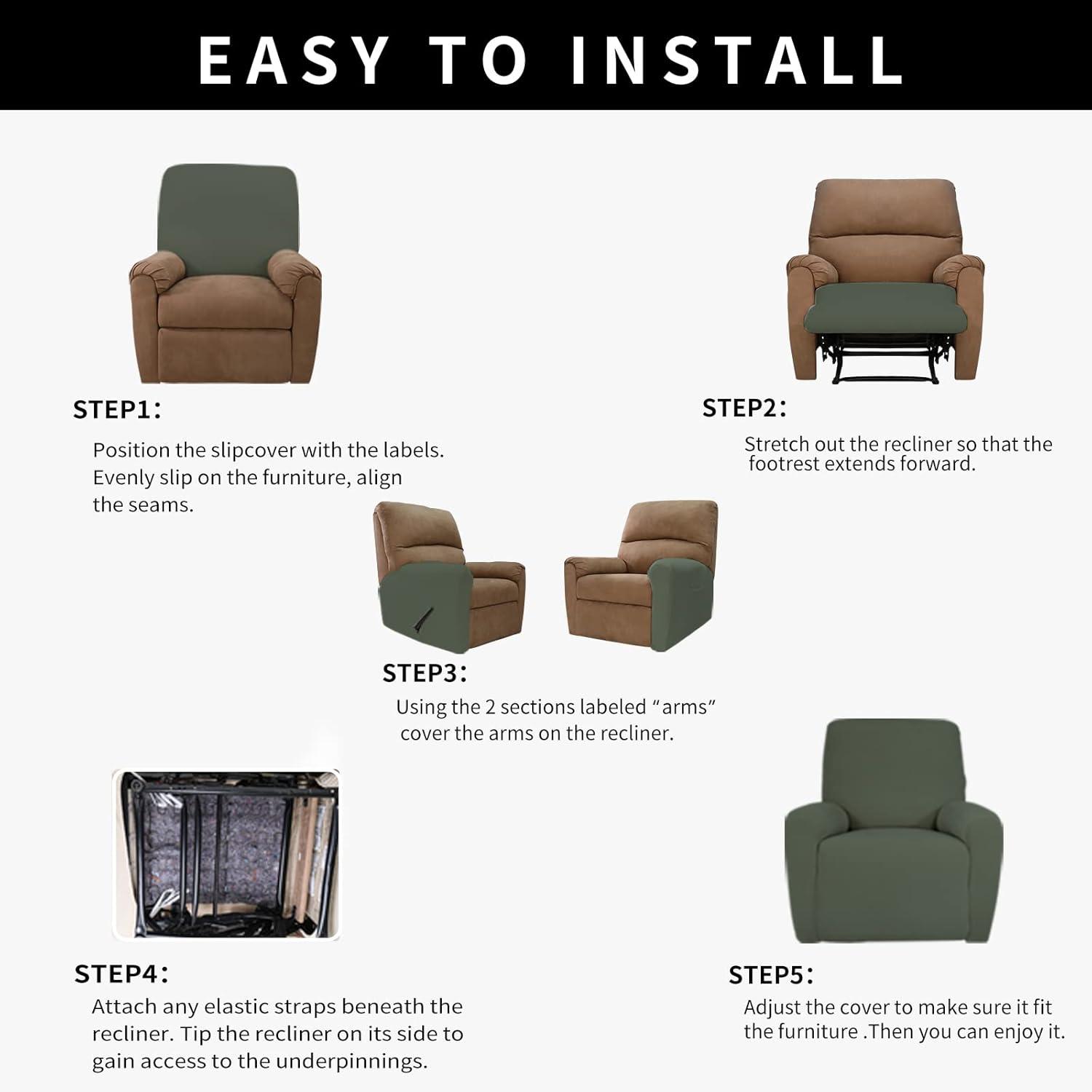 image:imageEasyGoing 100 Dual Waterproof 2 Pieces Chair Cover Stretch Soft Couch Cover for Dogs Sofa Slipcover for 1 Separate Cushion Couch Leakproof Furniture Protector for Kids Pets Dark GrayGrayish Green