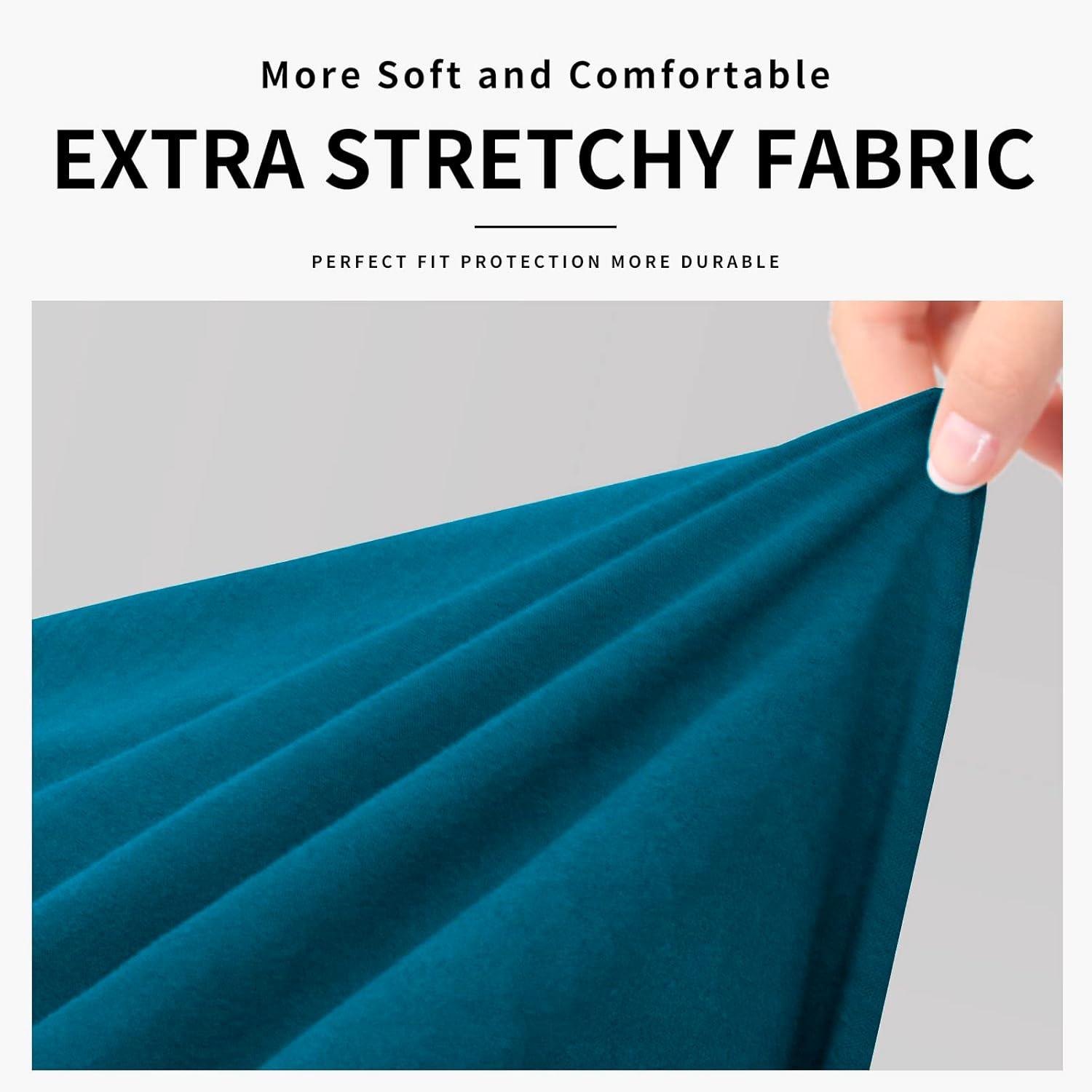 image:imageEasyGoing 100 Dual Waterproof 2 Pieces Chair Cover Stretch Soft Couch Cover for Dogs Sofa Slipcover for 1 Separate Cushion Couch Leakproof Furniture Protector for Kids Pets Dark GrayPeacock Blue