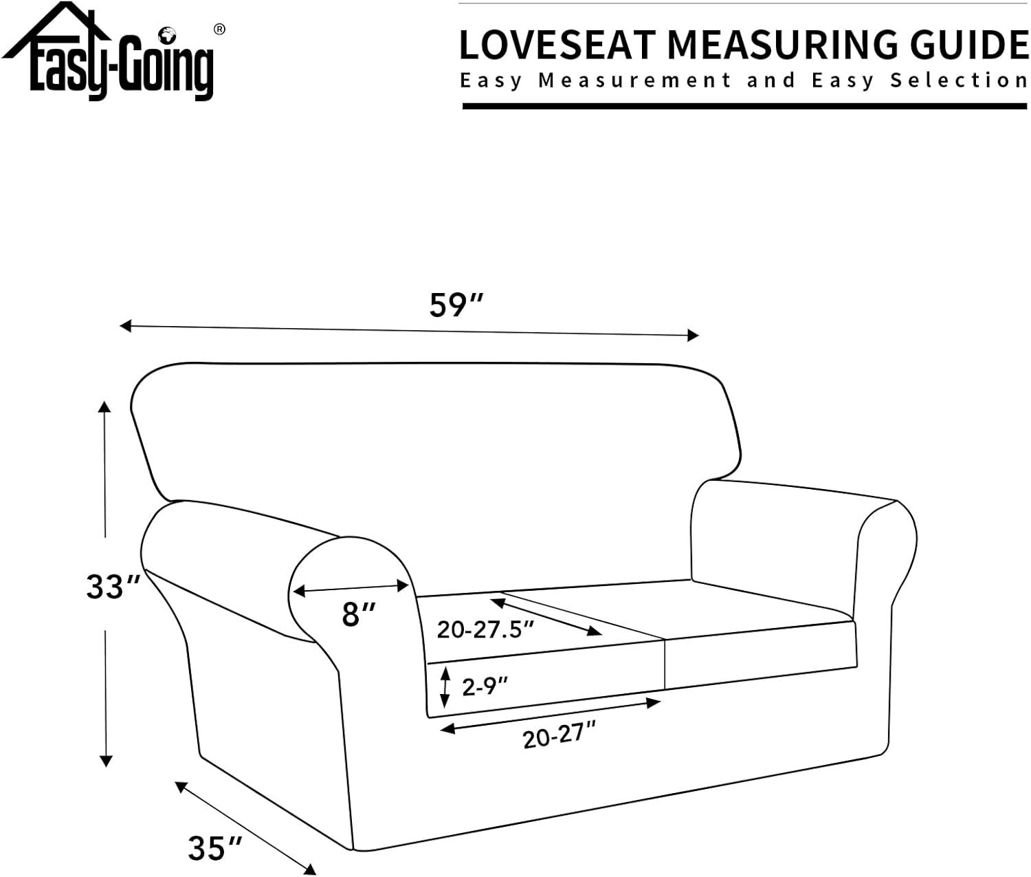 image:imageEasyGoing 100 Dual Waterproof 2 Pieces Chair Cover Stretch Soft Couch Cover for Dogs Sofa Slipcover for 1 Separate Cushion Couch Leakproof Furniture Protector for Kids Pets Dark GrayIvory