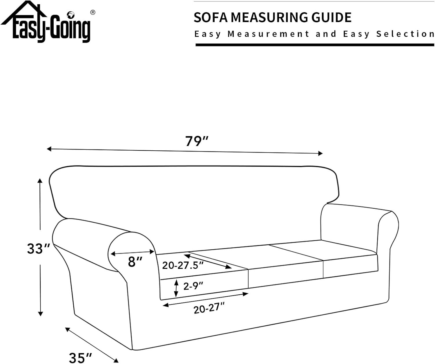 image:imageEasyGoing 100 Dual Waterproof 2 Pieces Chair Cover Stretch Soft Couch Cover for Dogs Sofa Slipcover for 1 Separate Cushion Couch Leakproof Furniture Protector for Kids Pets Dark GrayIvory