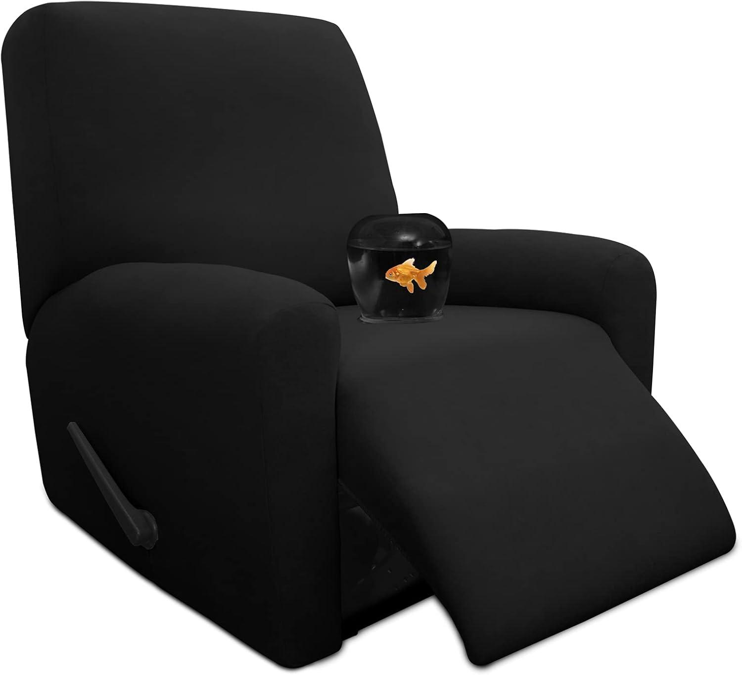 image:imageEasyGoing 100 Dual Waterproof 2 Pieces Chair Cover Stretch Soft Couch Cover for Dogs Sofa Slipcover for 1 Separate Cushion Couch Leakproof Furniture Protector for Kids Pets Dark GrayBlack