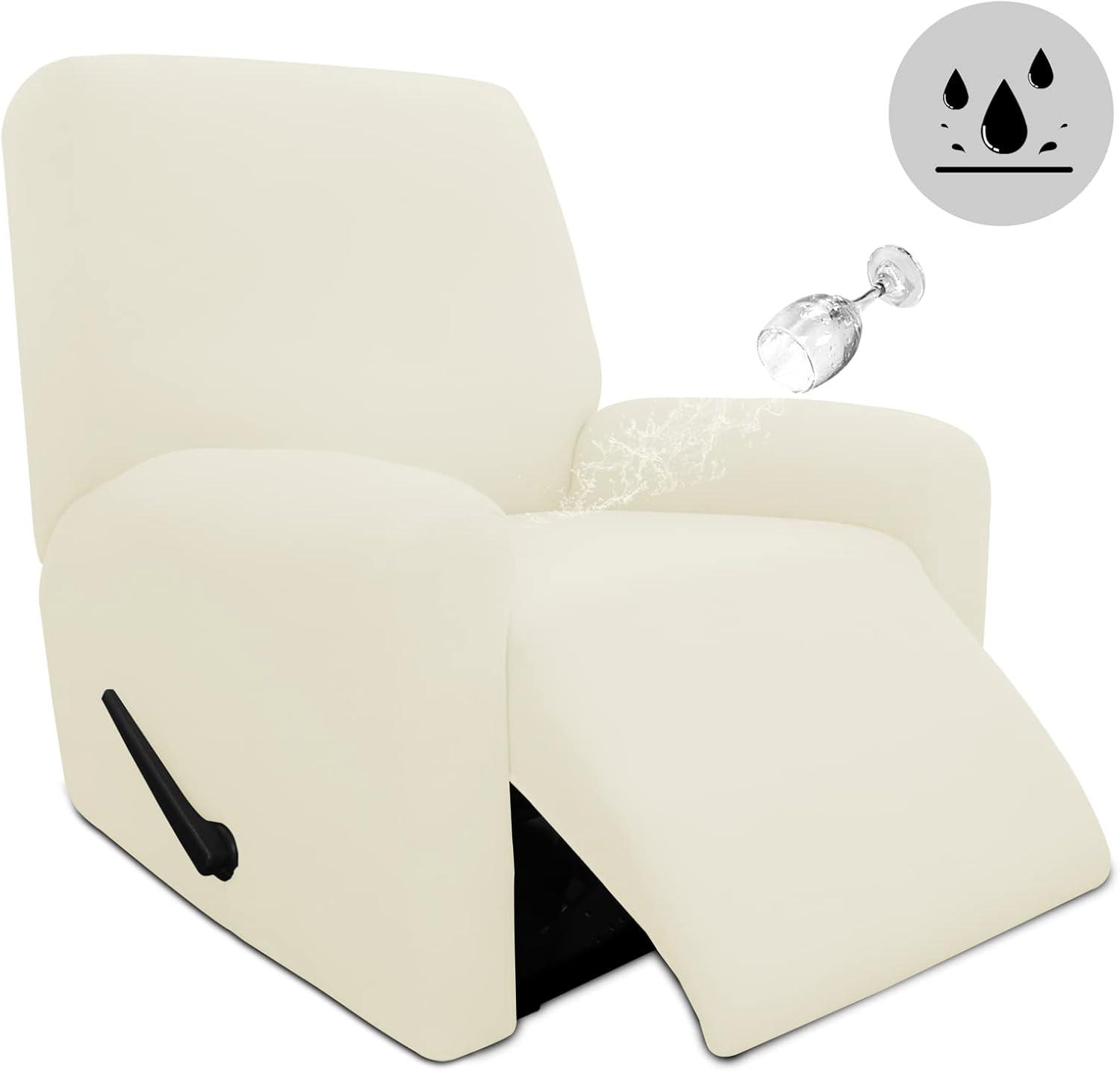 image:imageEasyGoing 100 Dual Waterproof 2 Pieces Chair Cover Stretch Soft Couch Cover for Dogs Sofa Slipcover for 1 Separate Cushion Couch Leakproof Furniture Protector for Kids Pets Dark GrayIvory