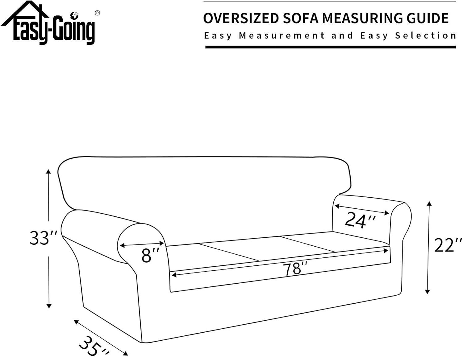 image:imageEasyGoing 100 Dual Waterproof 2 Pieces Chair Cover Stretch Soft Couch Cover for Dogs Sofa Slipcover for 1 Separate Cushion Couch Leakproof Furniture Protector for Kids Pets Dark GrayNavy