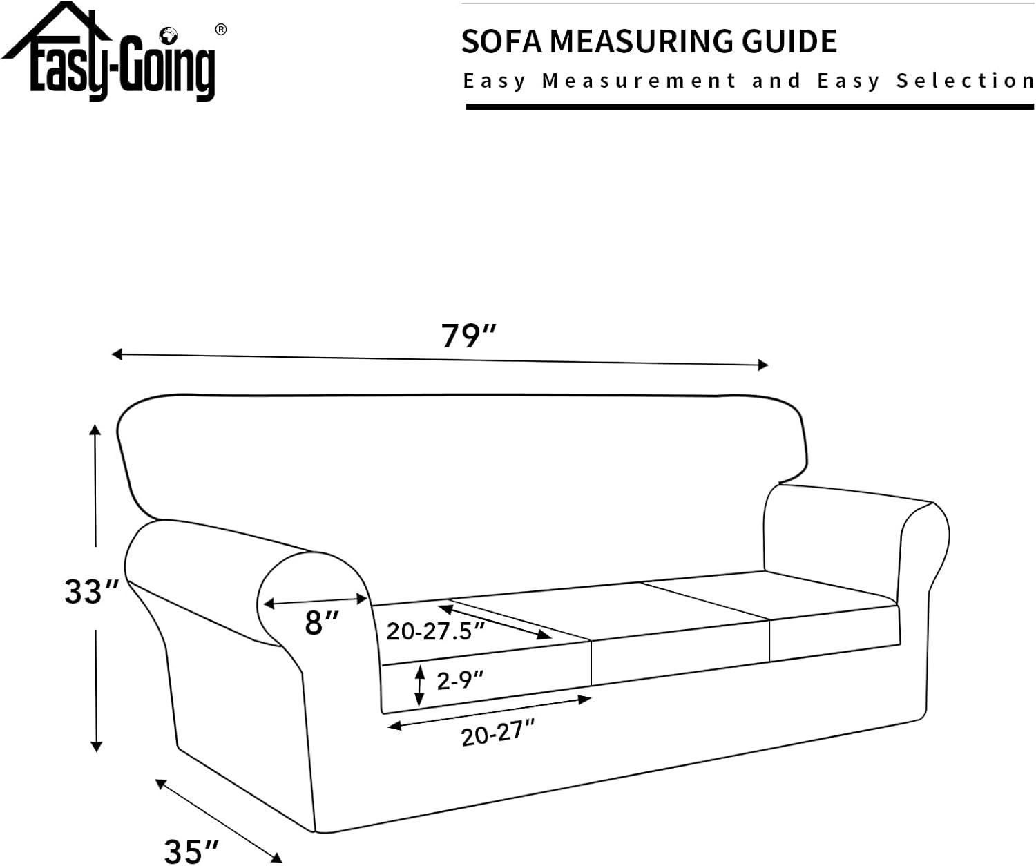 image:imageEasyGoing 100 Dual Waterproof 2 Pieces Chair Cover Stretch Soft Couch Cover for Dogs Sofa Slipcover for 1 Separate Cushion Couch Leakproof Furniture Protector for Kids Pets Dark GrayBlack