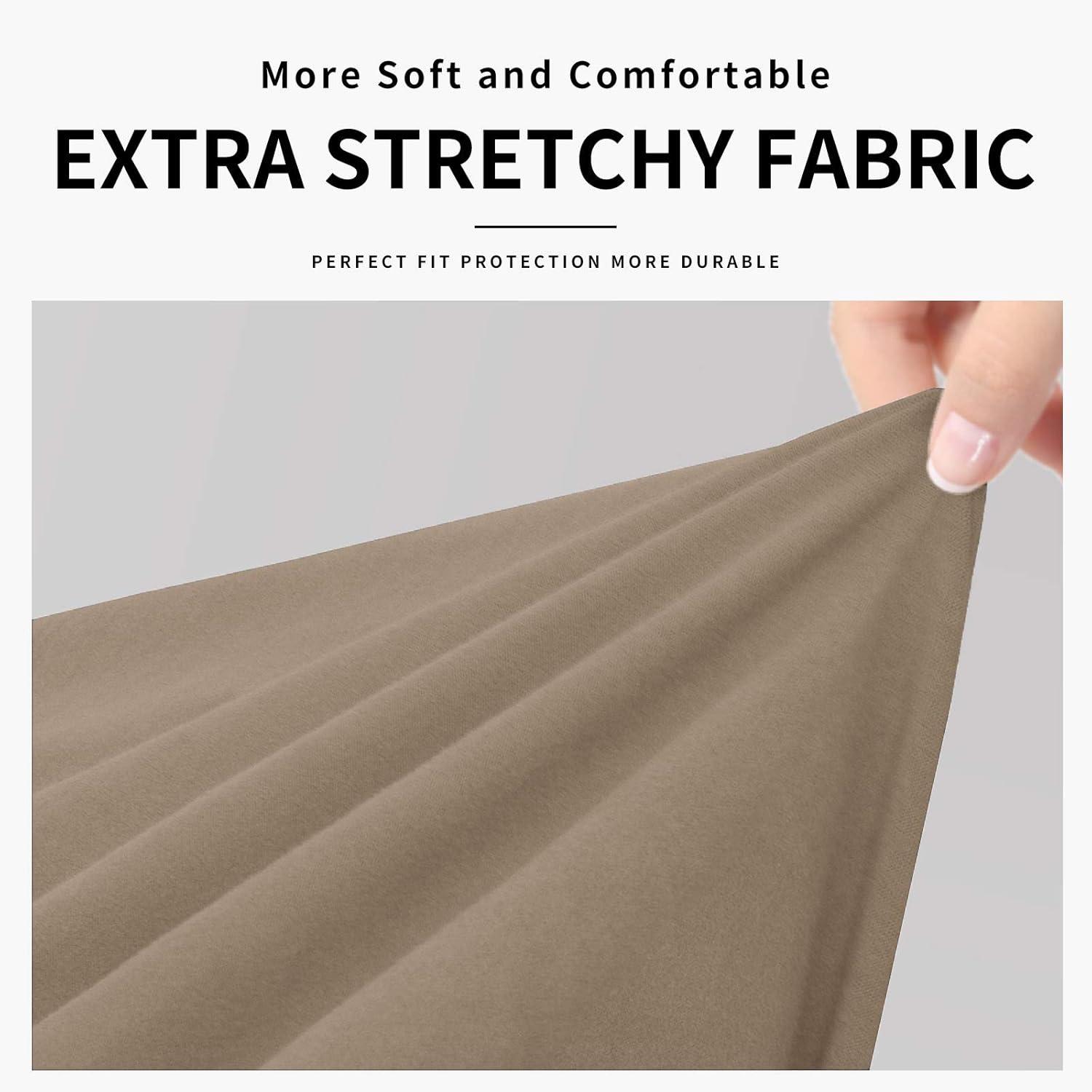 image:imageEasyGoing 100 Dual Waterproof 2 Pieces Chair Cover Stretch Soft Couch Cover for Dogs Sofa Slipcover for 1 Separate Cushion Couch Leakproof Furniture Protector for Kids Pets Dark GrayCamel