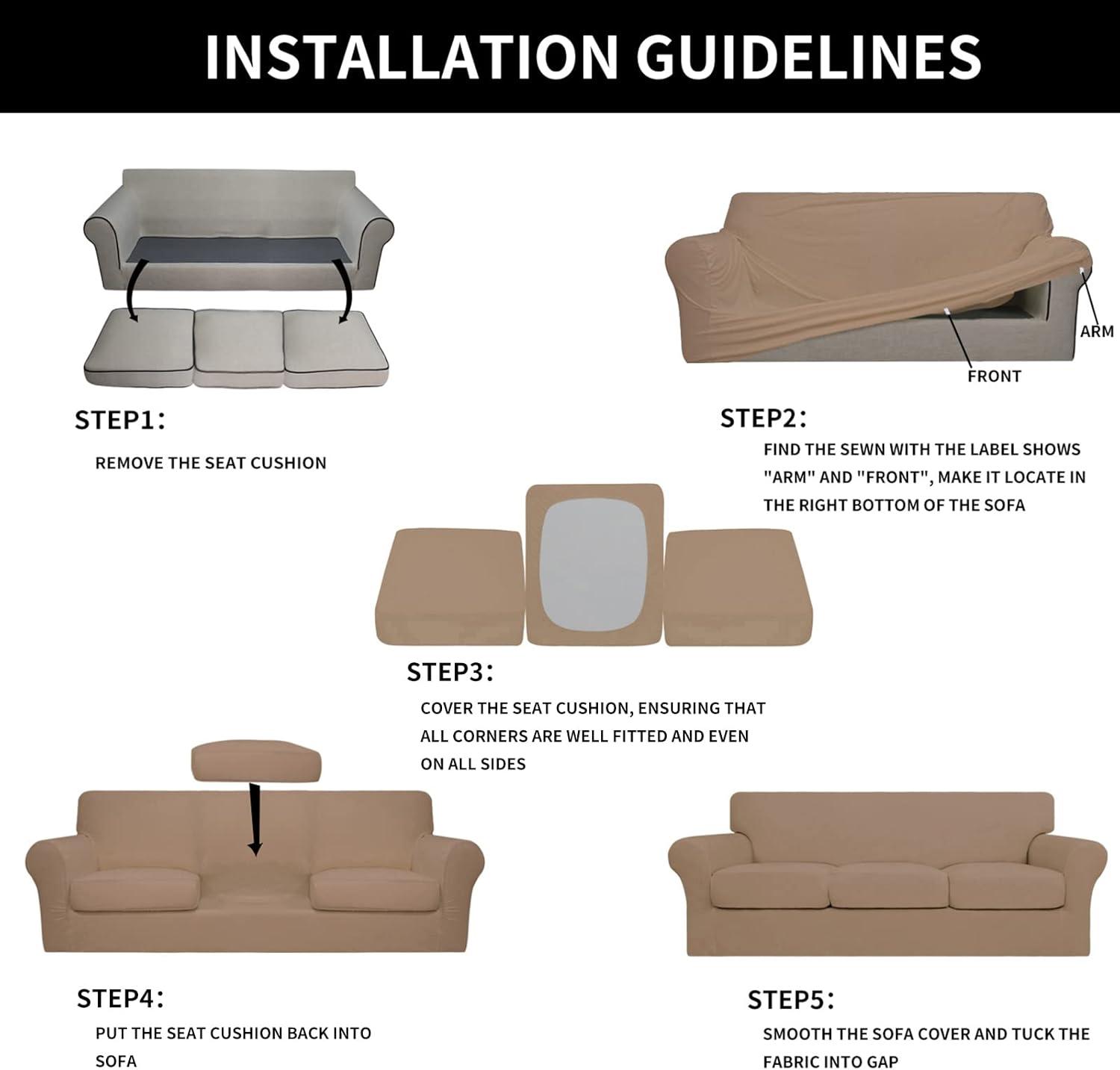 image:imageEasyGoing 2 Pieces Microfiber Stretch Chair Slipcover Spandex Soft Fitted Sofa Couch Cover Washable Furniture Protector with Elastic Bottom Kids Pet ChocolateCamel