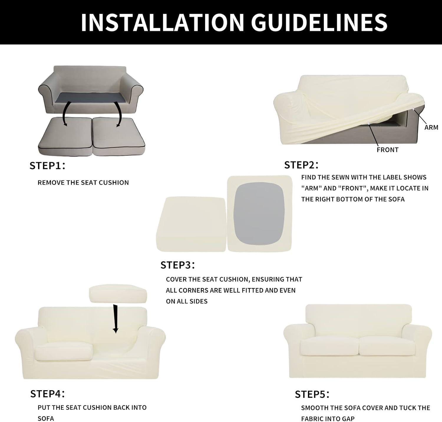 image:imageEasyGoing 2 Pieces Microfiber Stretch Chair Slipcover Spandex Soft Fitted Sofa Couch Cover Washable Furniture Protector with Elastic Bottom Kids Pet ChocolateIvory