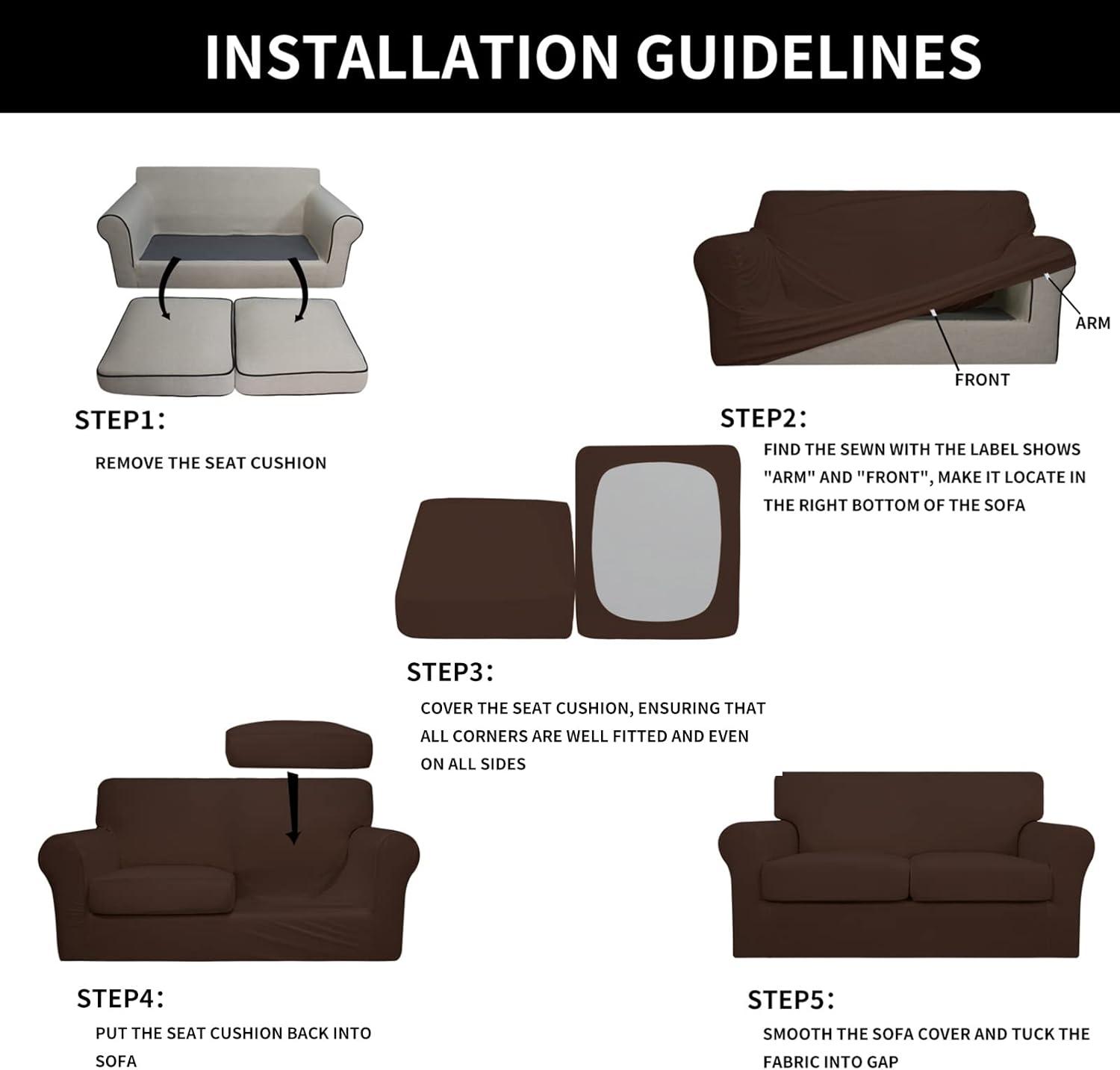 image:imageEasyGoing 2 Pieces Microfiber Stretch Chair Slipcover Spandex Soft Fitted Sofa Couch Cover Washable Furniture Protector with Elastic Bottom Kids Pet ChocolateCoffee