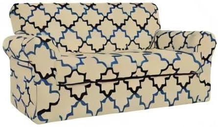 image:imageEasyGoing 2 Pieces Microfiber Stretch Chair Slipcover Spandex Soft Fitted Sofa Couch Cover Washable Furniture Protector with Elastic Bottom Kids Pet ChocolateQuatrefoilBeige