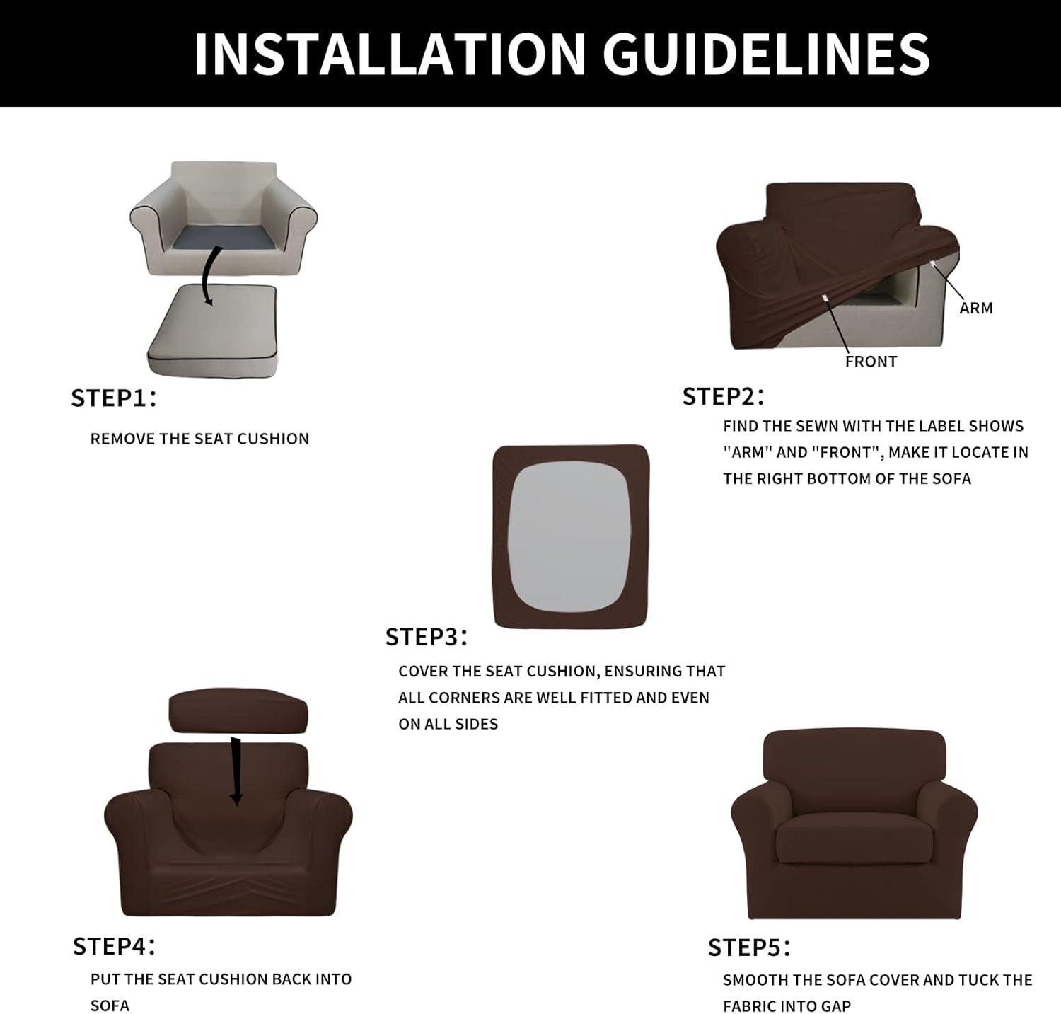 image:imageEasyGoing 2 Pieces Microfiber Stretch Chair Slipcover Spandex Soft Fitted Sofa Couch Cover Washable Furniture Protector with Elastic Bottom Kids Pet ChocolateCoffee