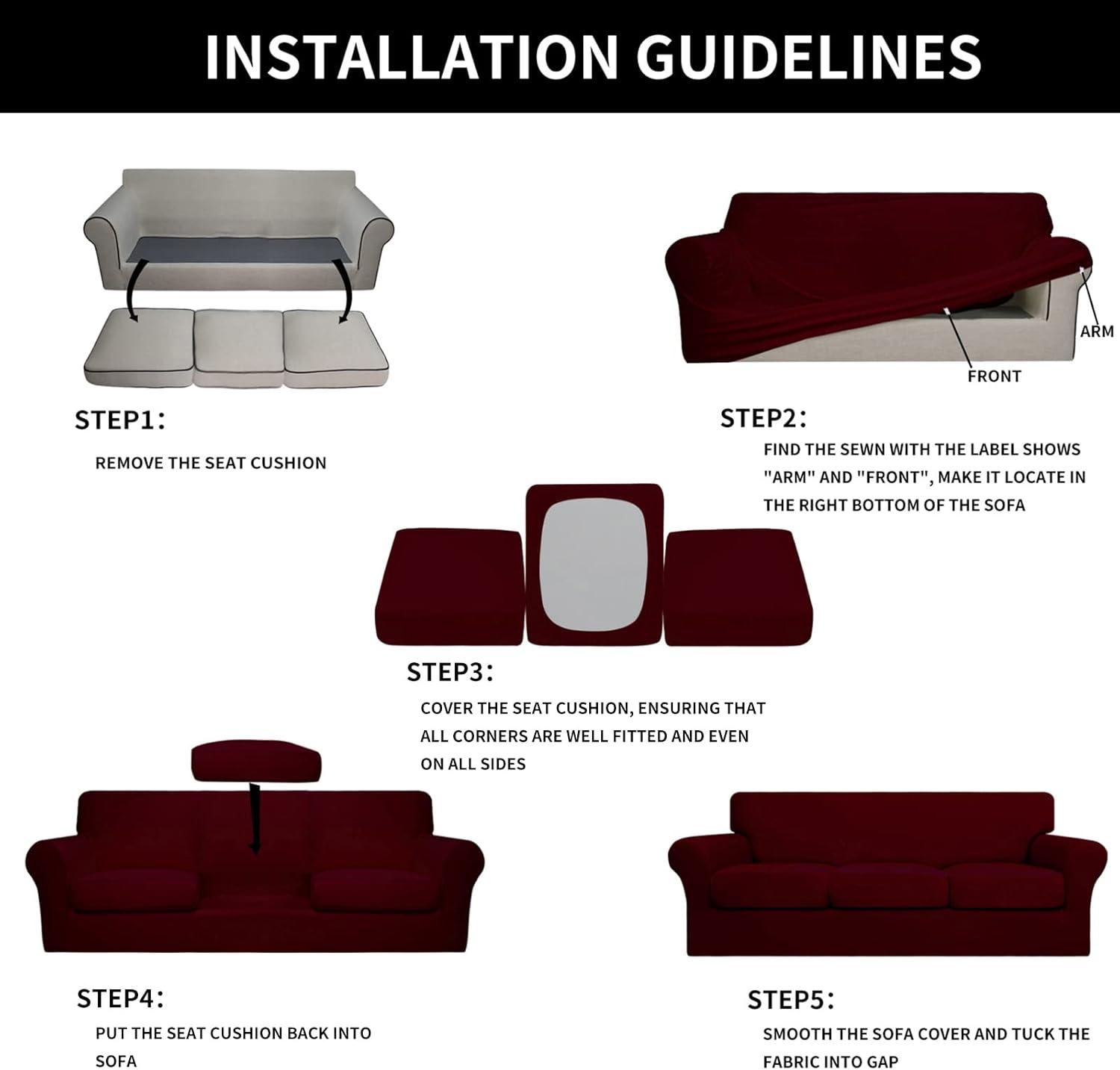 image:imageEasyGoing 2 Pieces Microfiber Stretch Chair Slipcover Spandex Soft Fitted Sofa Couch Cover Washable Furniture Protector with Elastic Bottom Kids Pet ChocolateWine