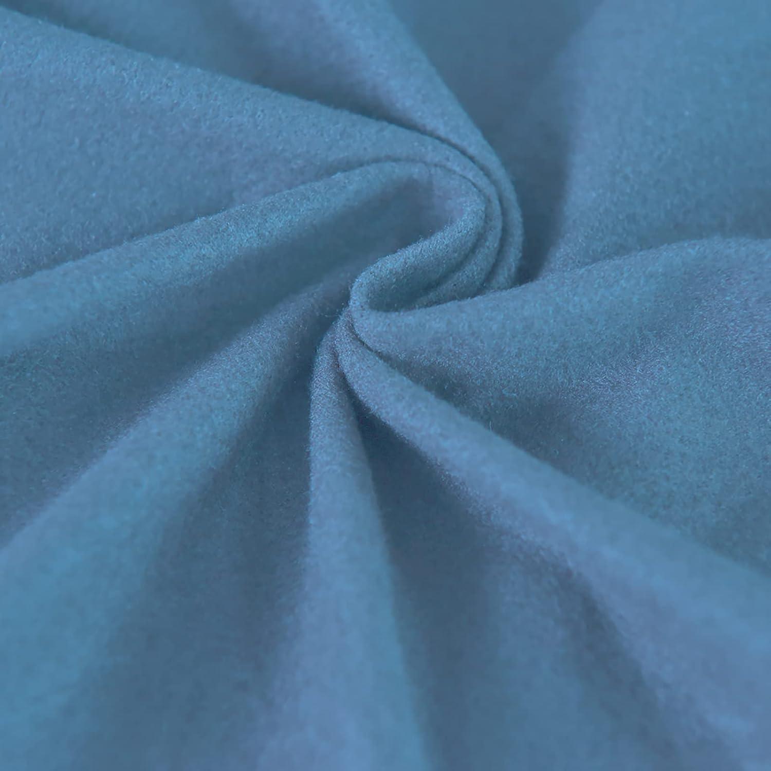 image:imageEasyGoing 2 Pieces Microfiber Stretch Chair Slipcover Spandex Soft Fitted Sofa Couch Cover Washable Furniture Protector with Elastic Bottom Kids Pet ChocolateLight Blue