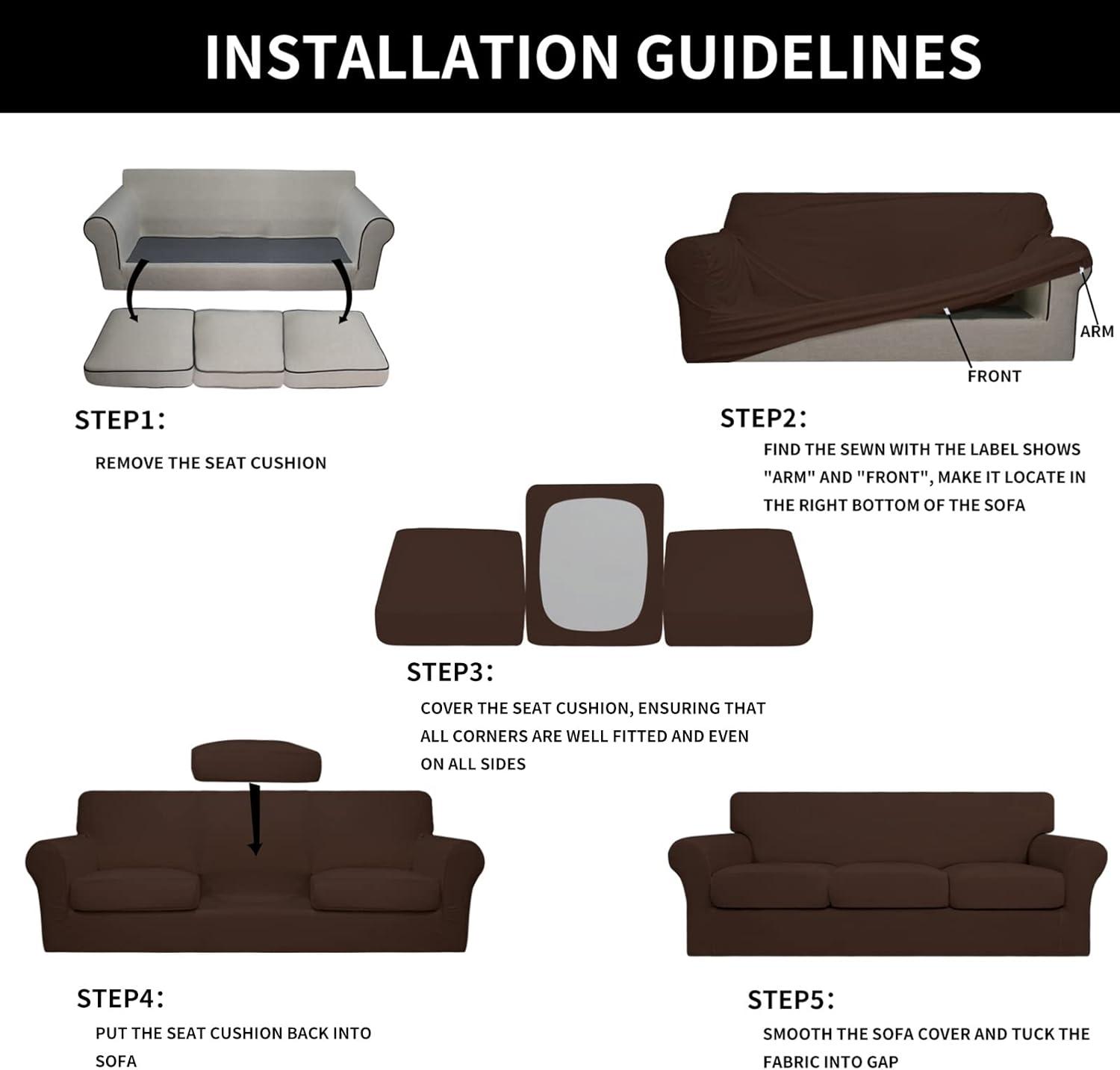 image:imageEasyGoing 2 Pieces Microfiber Stretch Chair Slipcover Spandex Soft Fitted Sofa Couch Cover Washable Furniture Protector with Elastic Bottom Kids Pet ChocolateCoffee