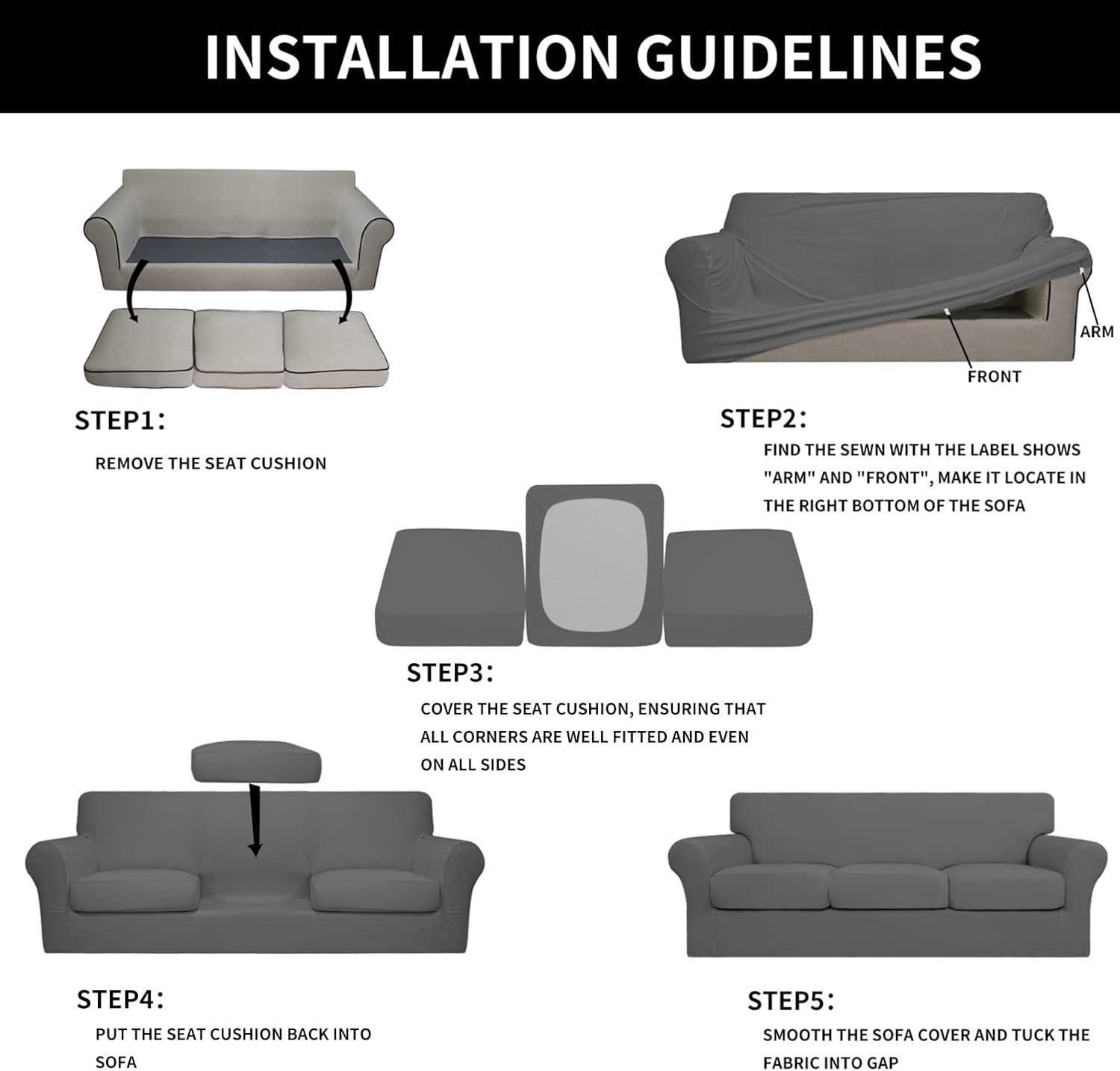 image:imageEasyGoing 2 Pieces Microfiber Stretch Chair Slipcover Spandex Soft Fitted Sofa Couch Cover Washable Furniture Protector with Elastic Bottom Kids Pet ChocolateGrey