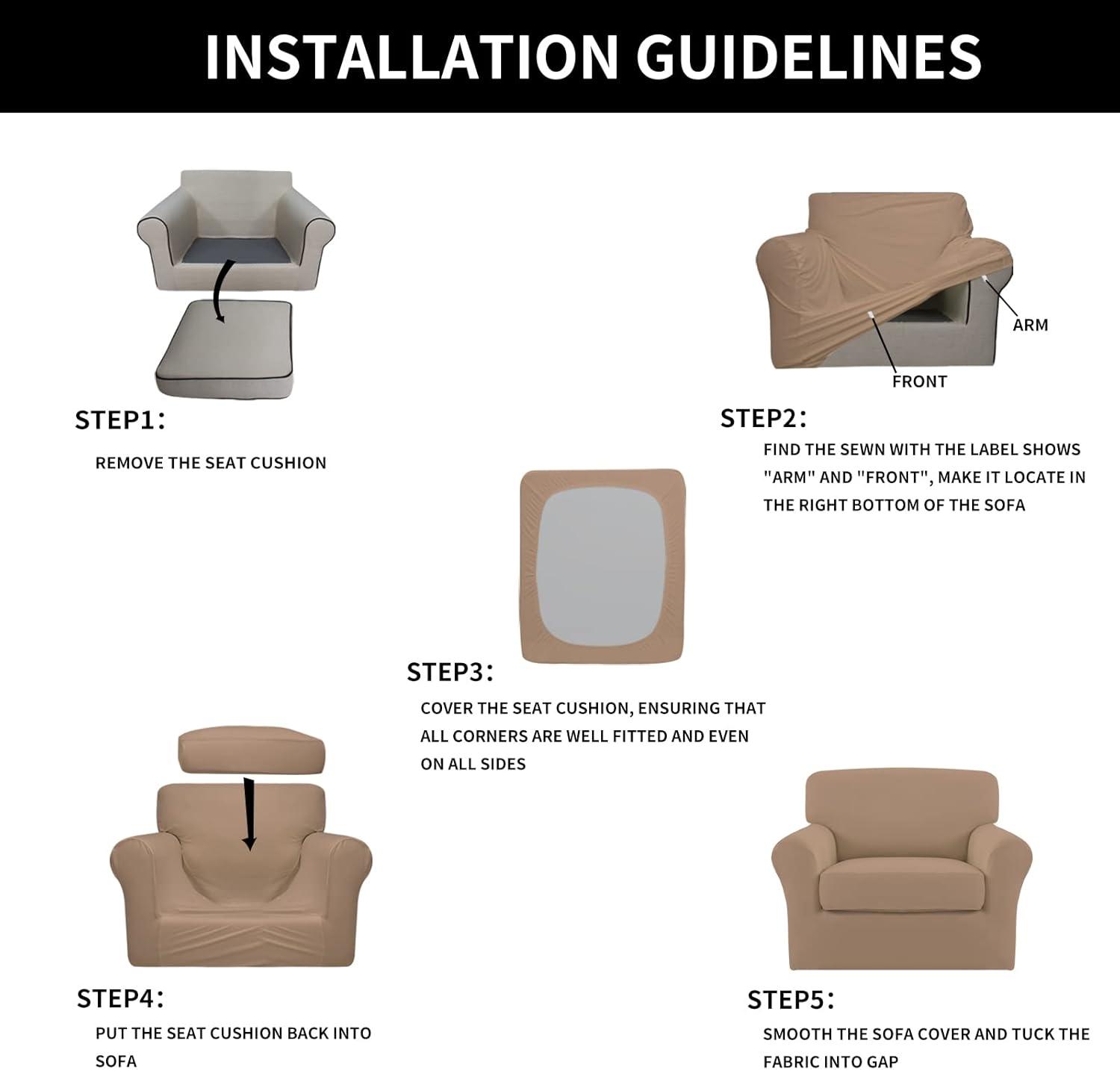 image:imageEasyGoing 2 Pieces Microfiber Stretch Chair Slipcover Spandex Soft Fitted Sofa Couch Cover Washable Furniture Protector with Elastic Bottom Kids Pet ChocolateCamel