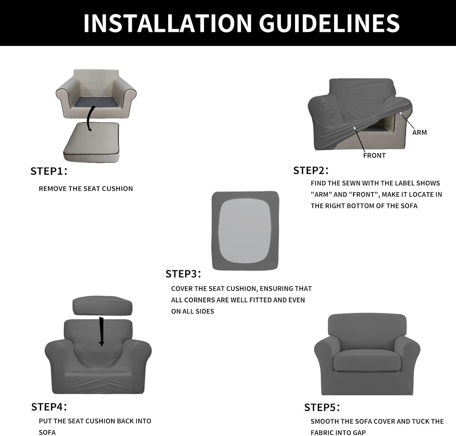image:imageEasyGoing 2 Pieces Microfiber Stretch Chair Slipcover Spandex Soft Fitted Sofa Couch Cover Washable Furniture Protector with Elastic Bottom Kids Pet ChocolateGrey
