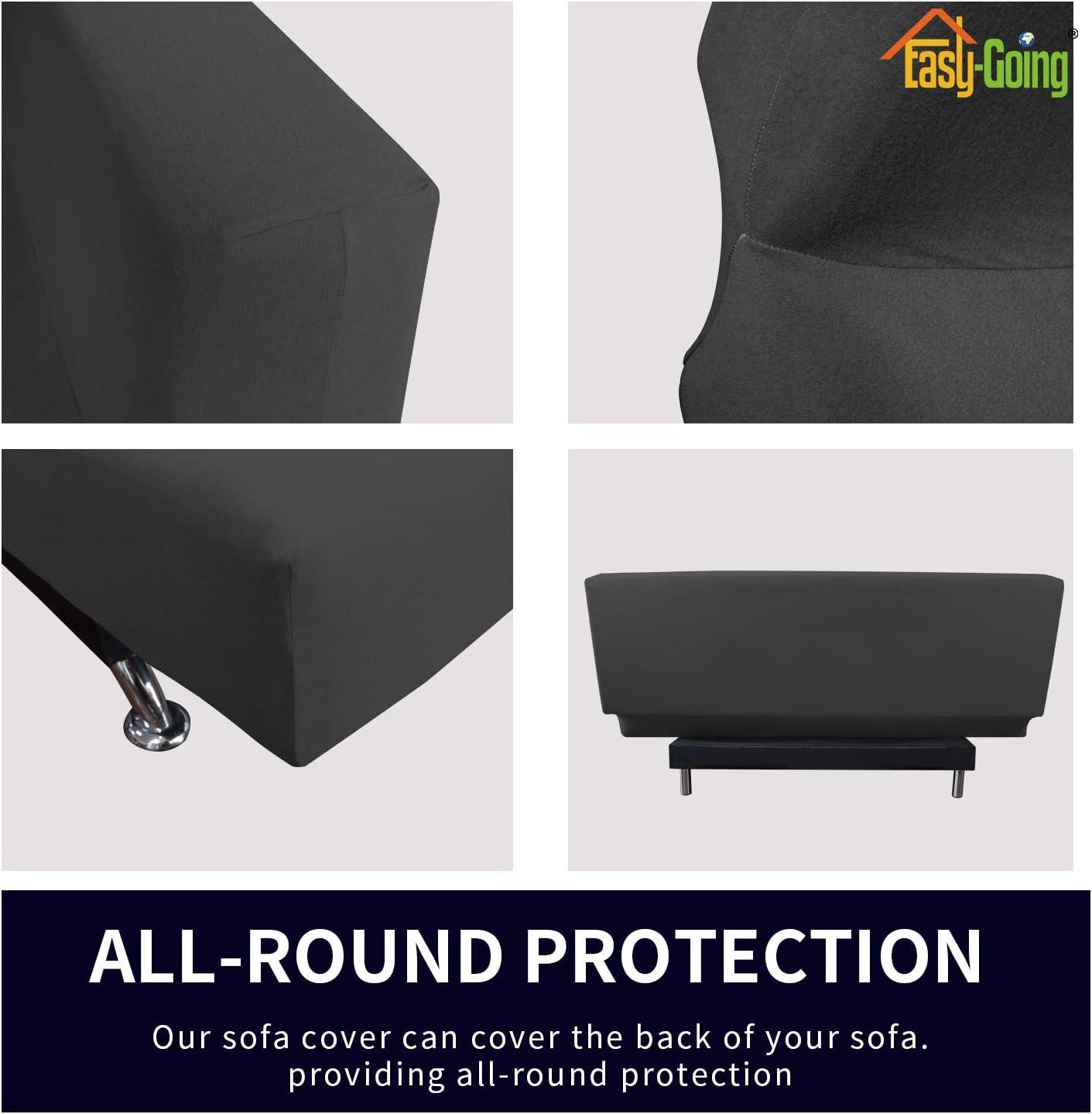 image:imageEasyGoing Fleece Stretch Sofa Slipcover Spandex NonSlip Soft Couch Sofa Cover Washable Furniture Protector with AntiSkid Foam and Elastic Bottom for Kids PetsLoveseat Dark GrayDark Gray