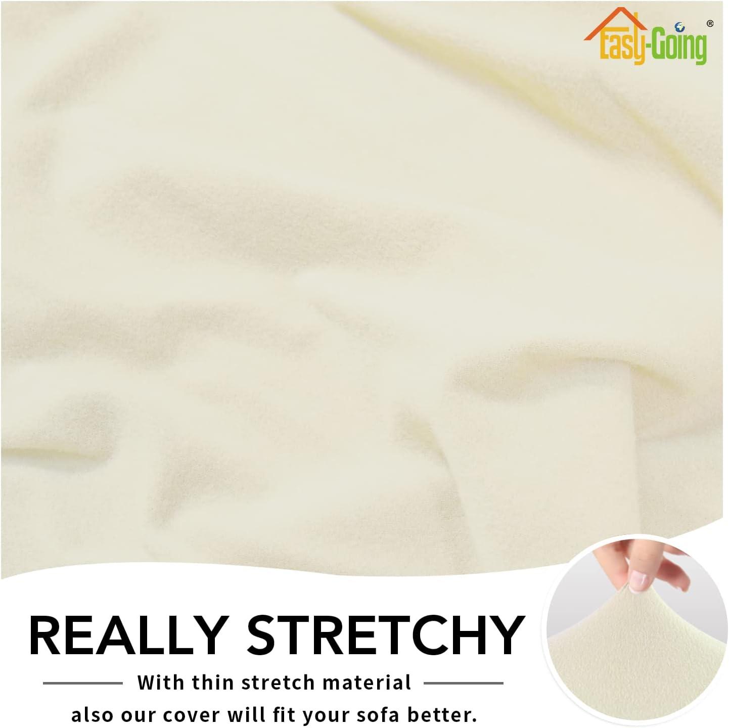 image:imageEasyGoing Fleece Stretch Sofa Slipcover Spandex NonSlip Soft Couch Sofa Cover Washable Furniture Protector with AntiSkid Foam and Elastic Bottom for Kids PetsLoveseat Dark GrayIvory