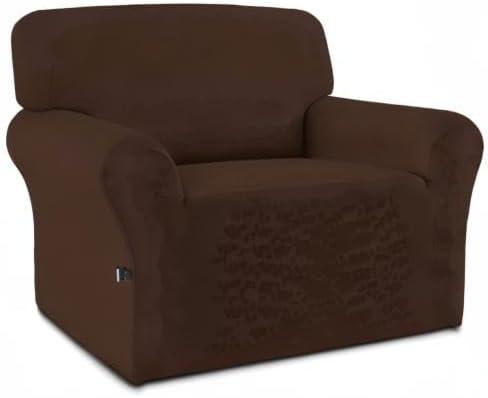 image:imageEasyGoing Fleece Stretch Sofa Slipcover Spandex NonSlip Soft Couch Sofa Cover Washable Furniture Protector with AntiSkid Foam and Elastic Bottom for Kids PetsLoveseat Dark GrayCoffee