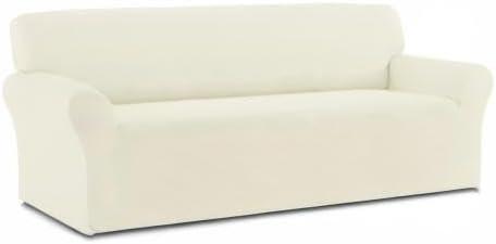 image:imageEasyGoing Fleece Stretch Sofa Slipcover Spandex NonSlip Soft Couch Sofa Cover Washable Furniture Protector with AntiSkid Foam and Elastic Bottom for Kids PetsLoveseat Dark GrayIvory