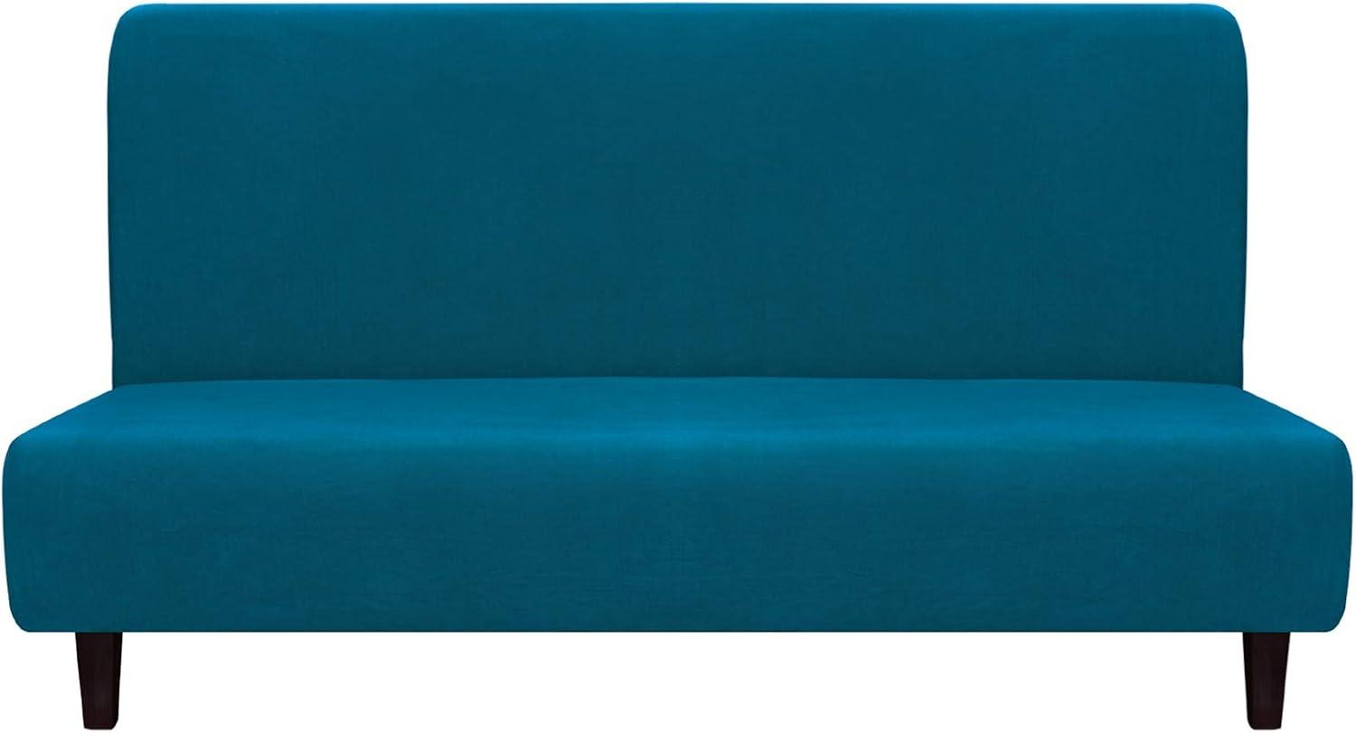 image:imageEasyGoing Fleece Stretch Sofa Slipcover Spandex NonSlip Soft Couch Sofa Cover Washable Furniture Protector with AntiSkid Foam and Elastic Bottom for Kids PetsLoveseat Dark GrayPeacock Blue