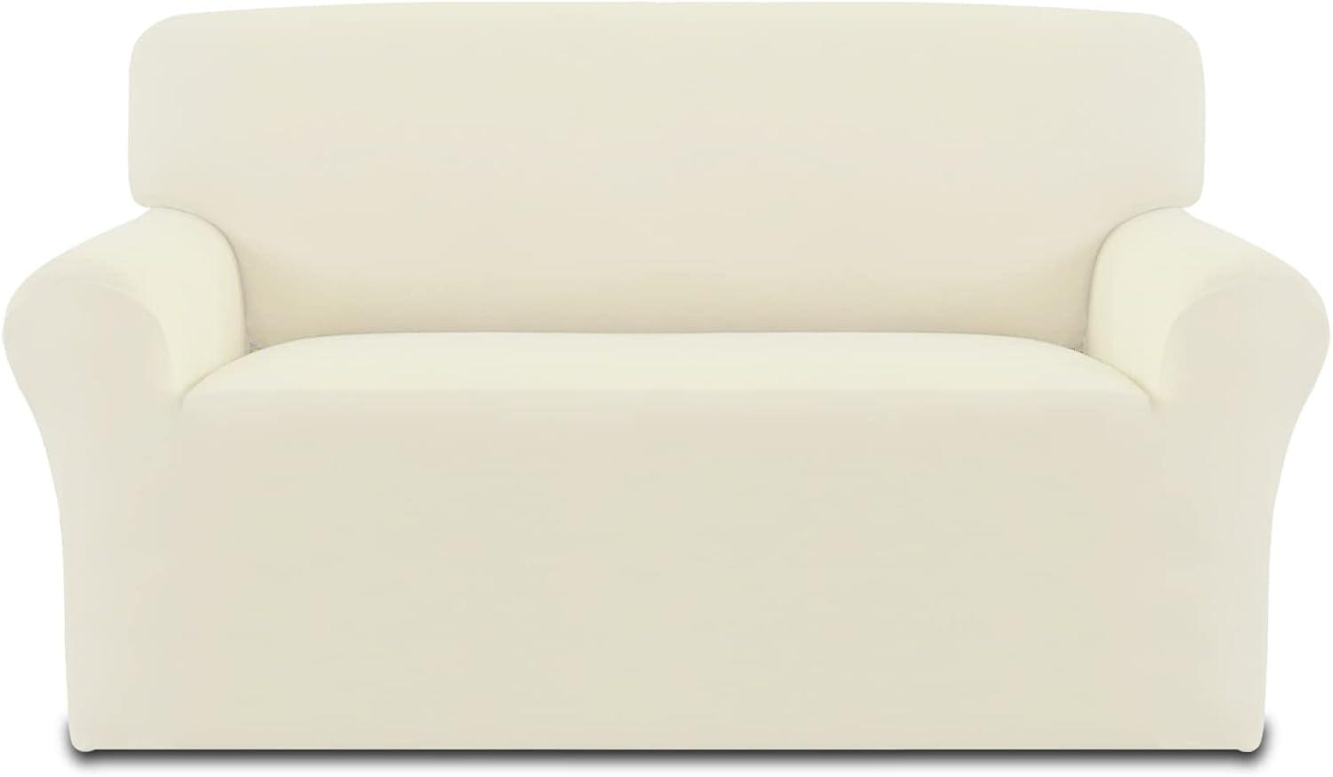 image:imageEasyGoing Fleece Stretch Sofa Slipcover Spandex NonSlip Soft Couch Sofa Cover Washable Furniture Protector with AntiSkid Foam and Elastic Bottom for Kids PetsLoveseat Dark GrayIvory