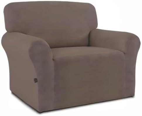 image:imageEasyGoing Fleece Stretch Sofa Slipcover Spandex NonSlip Soft Couch Sofa Cover Washable Furniture Protector with AntiSkid Foam and Elastic Bottom for Kids PetsLoveseat Dark GrayTaupe