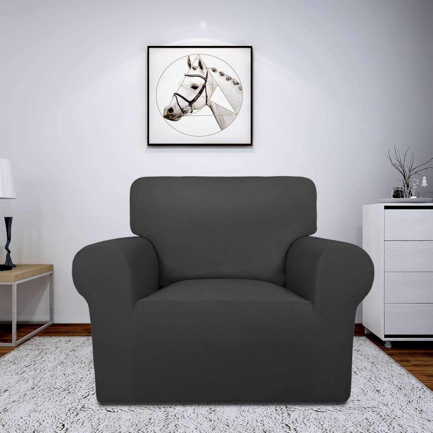 image:imageEasyGoing Fleece Stretch Sofa Slipcover Spandex NonSlip Soft Couch Sofa Cover Washable Furniture Protector with AntiSkid Foam and Elastic Bottom for Kids PetsLoveseat Dark GrayDark Gray