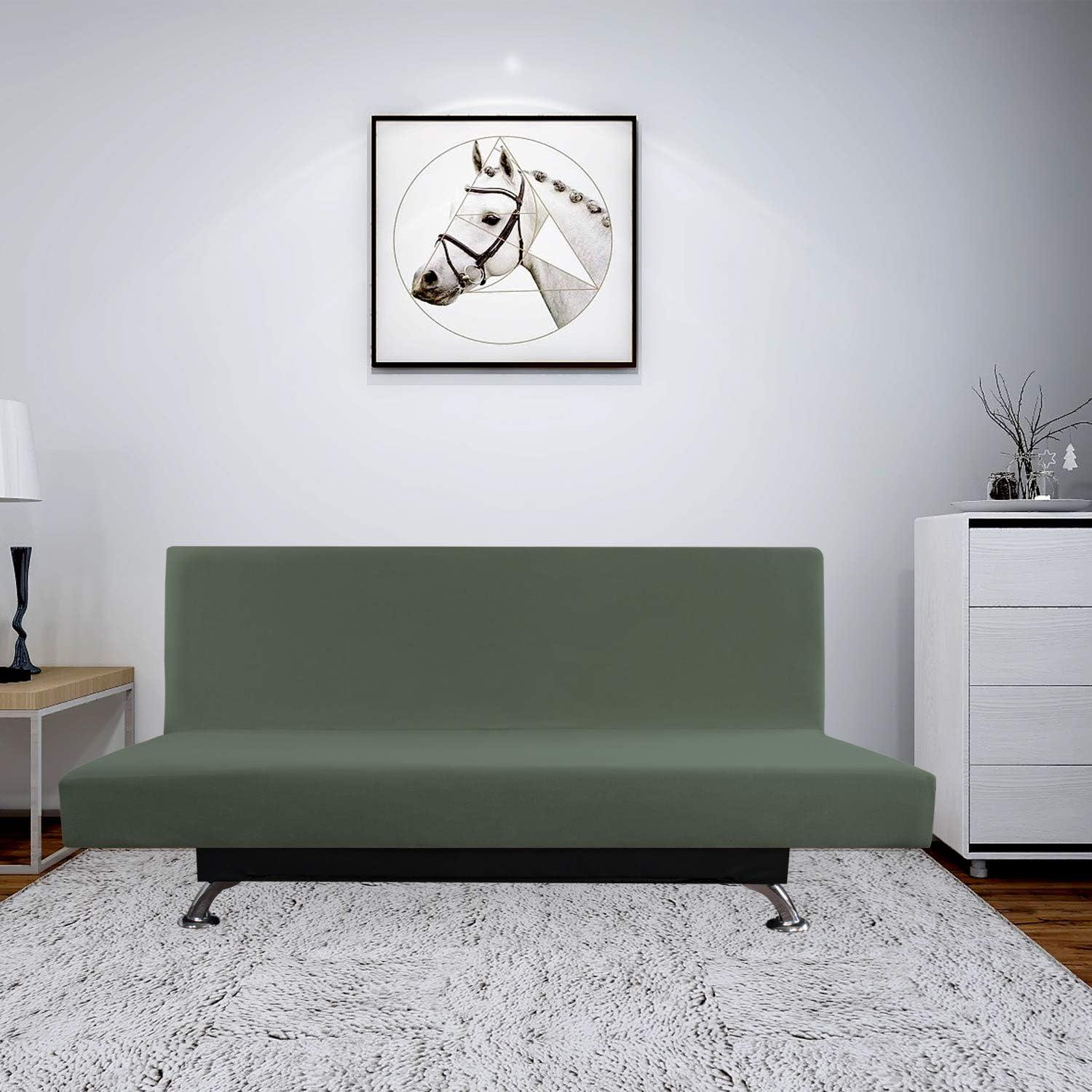 image:imageEasyGoing Fleece Stretch Sofa Slipcover Spandex NonSlip Soft Couch Sofa Cover Washable Furniture Protector with AntiSkid Foam and Elastic Bottom for Kids PetsLoveseat Dark GrayGrayish Green