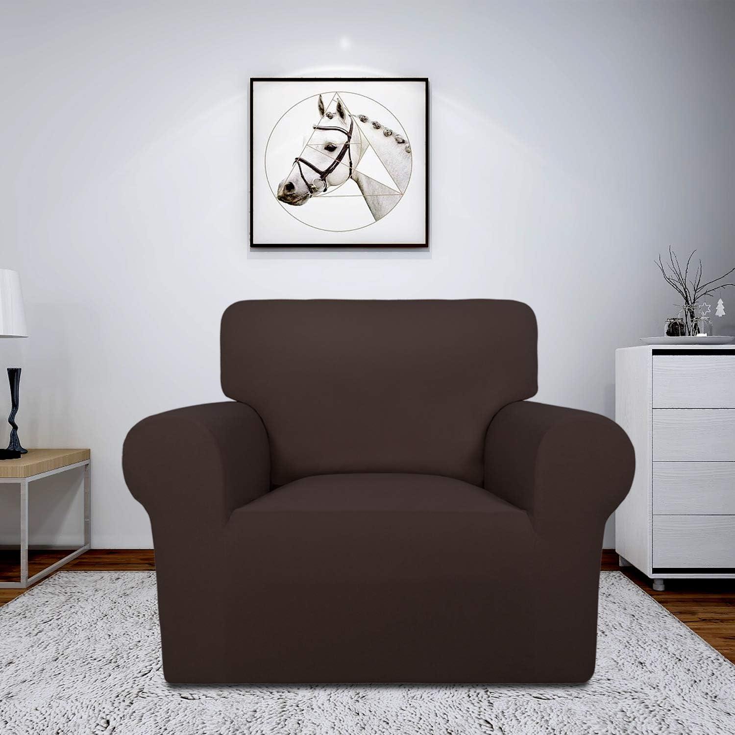 image:imageEasyGoing Fleece Stretch Sofa Slipcover Spandex NonSlip Soft Couch Sofa Cover Washable Furniture Protector with AntiSkid Foam and Elastic Bottom for Kids PetsLoveseat Dark GrayChocolate