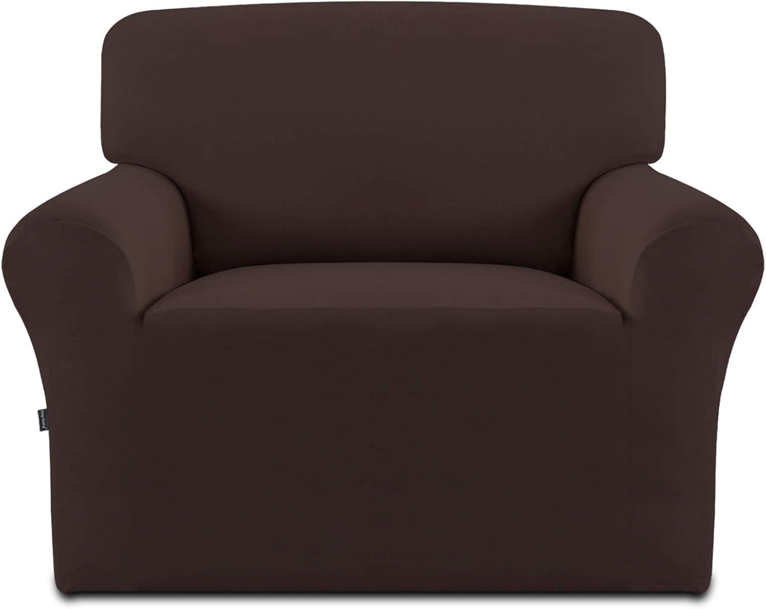 image:imageEasyGoing Fleece Stretch Sofa Slipcover Spandex NonSlip Soft Couch Sofa Cover Washable Furniture Protector with AntiSkid Foam and Elastic Bottom for Kids PetsLoveseat Dark GrayChocolate